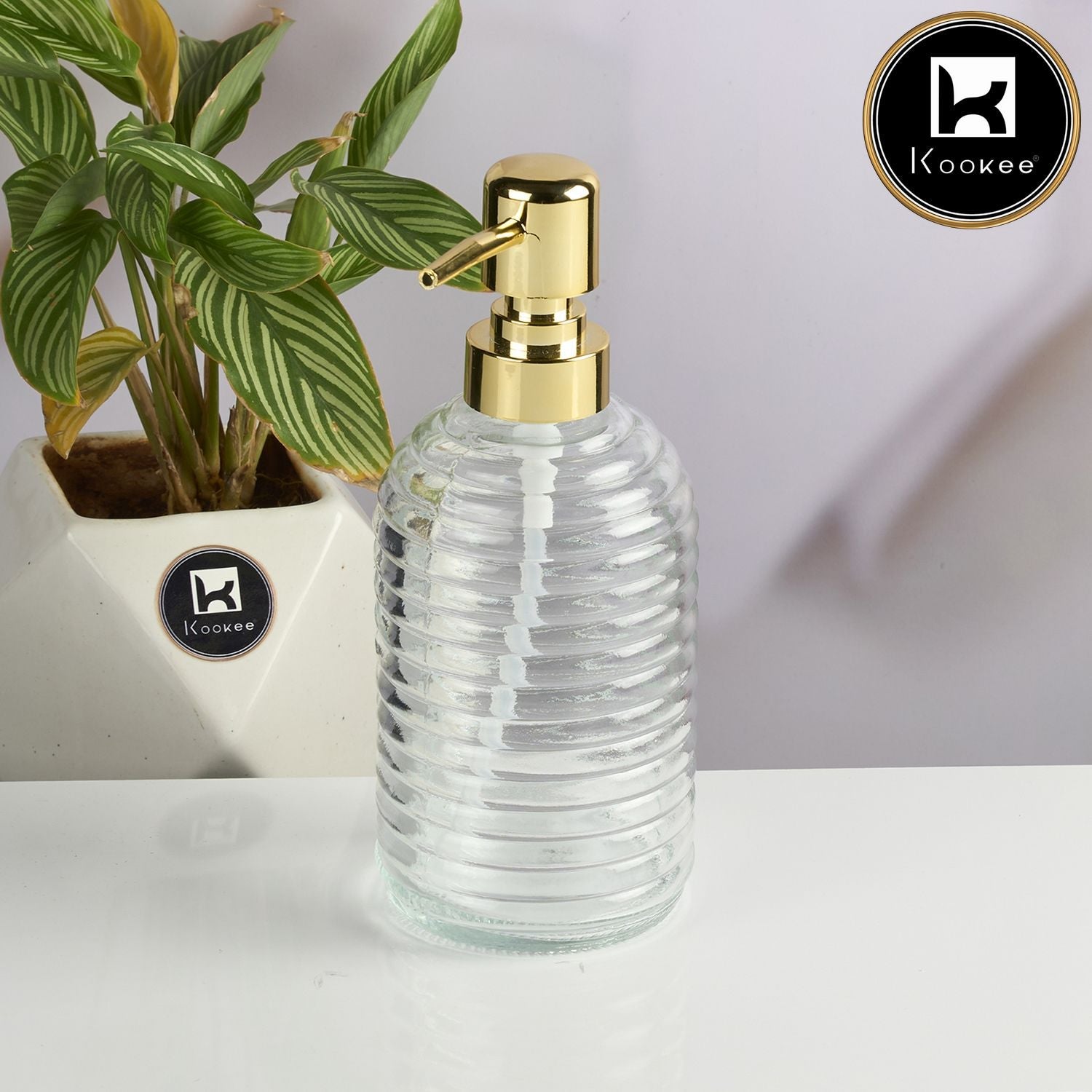 Glass Soap Dispenser for handwash for Bathroom, Transparent (V-GSD-002-3)