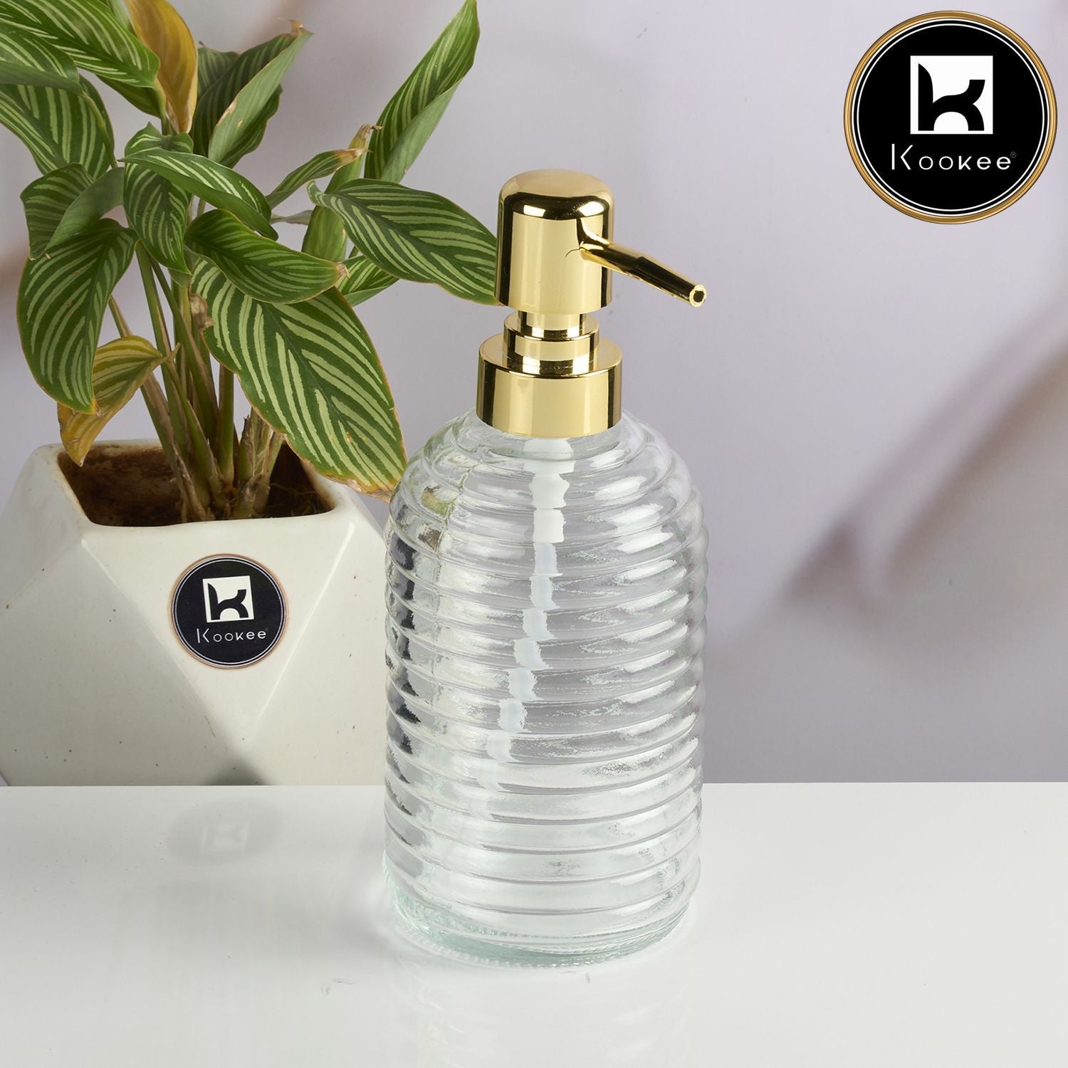 Glass Soap Dispenser for handwash for Bathroom, Transparent (V-GSD-002-3)