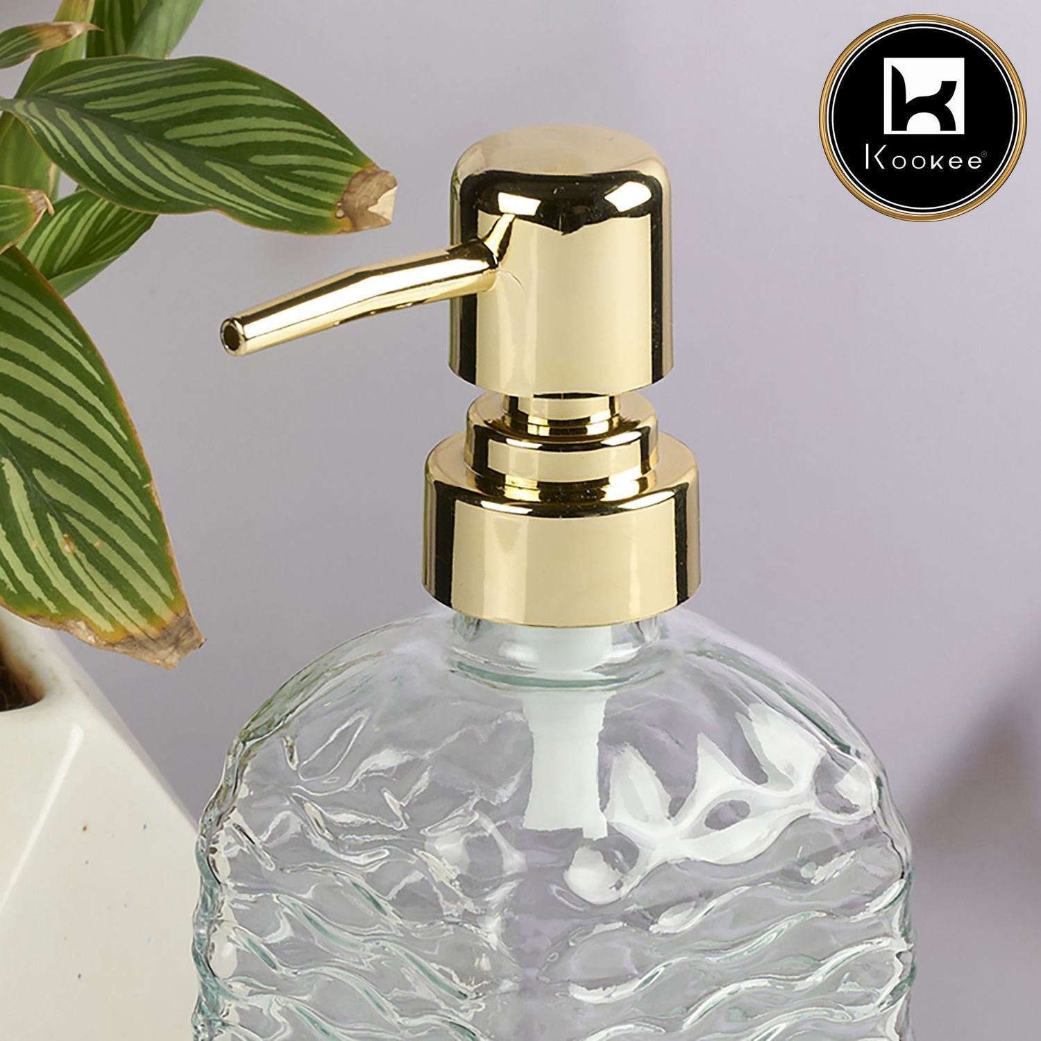 Glass Soap Dispenser for handwash for Bathroom, Transparent (Set of 1) (11593)