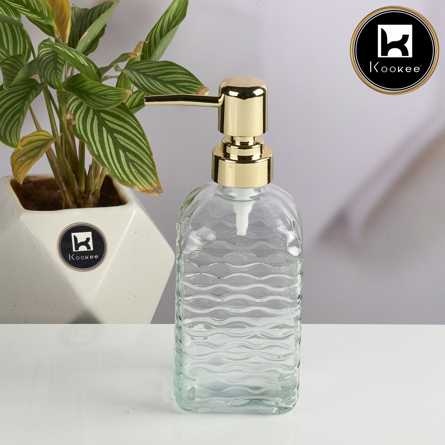 Glass Soap Dispenser for handwash for Bathroom, Transparent (Set of 1) (11593)