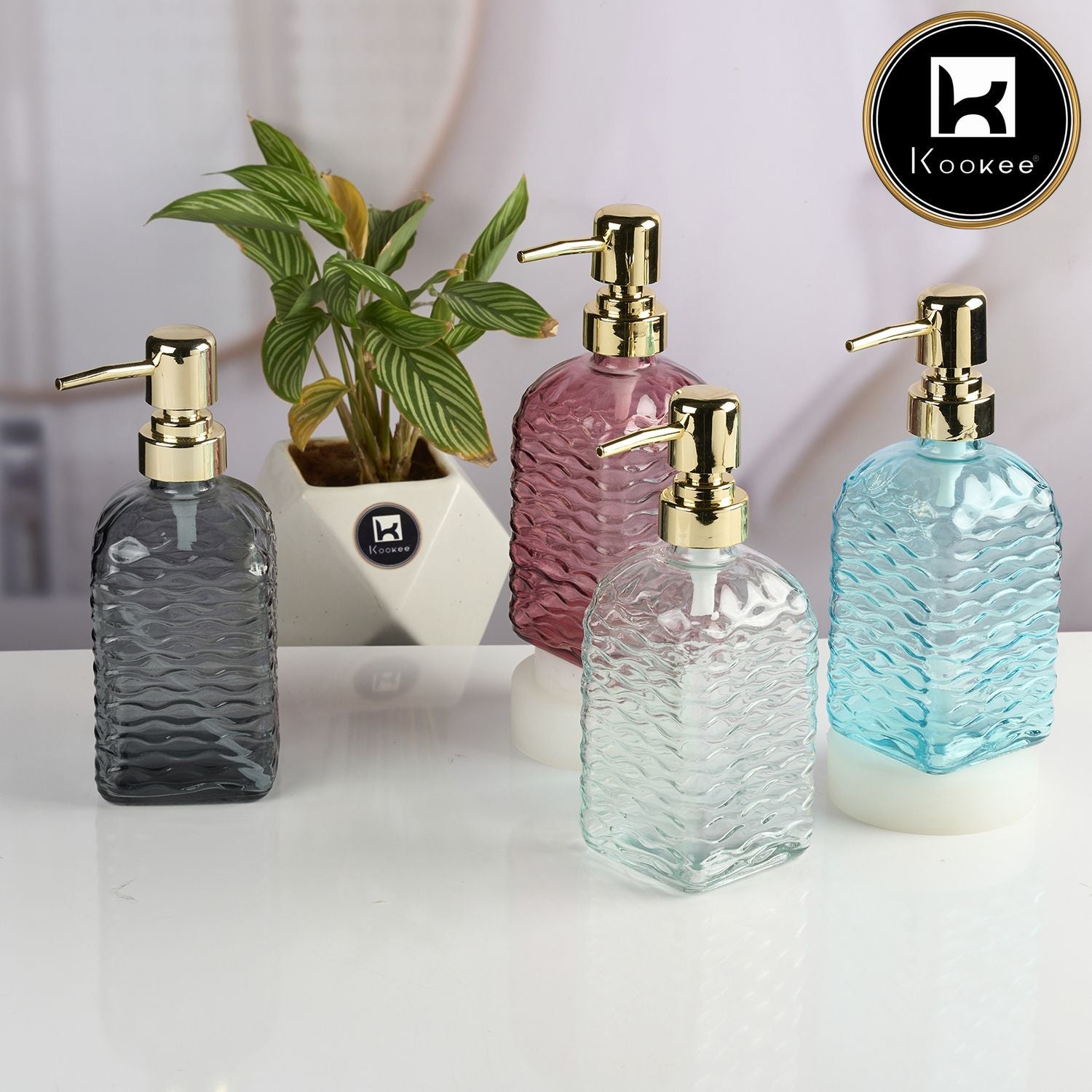 Glass Soap Dispenser for handwash for Bathroom, Transparent (V-GSD-003-2)