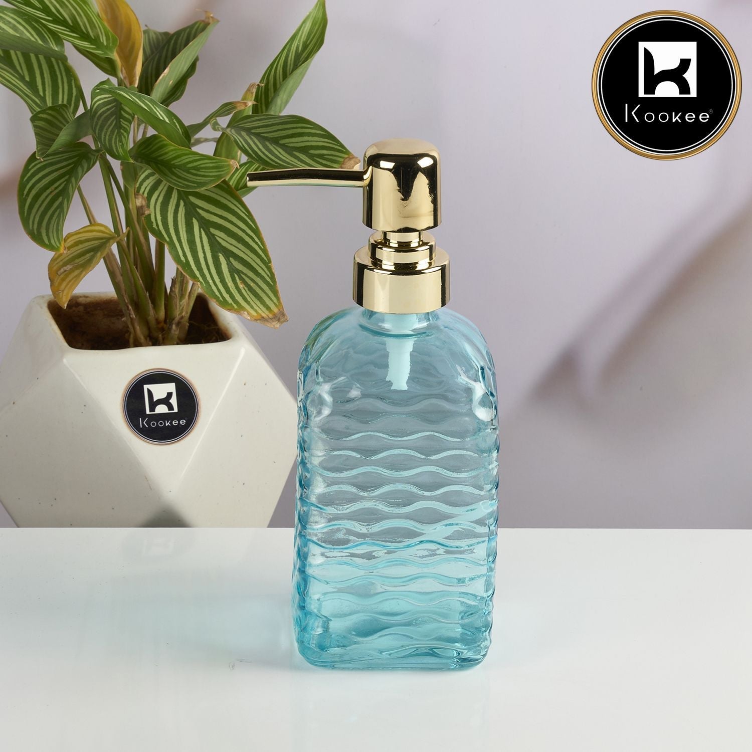 Glass Soap Dispenser for handwash, Blue (Set of 1) (11594)