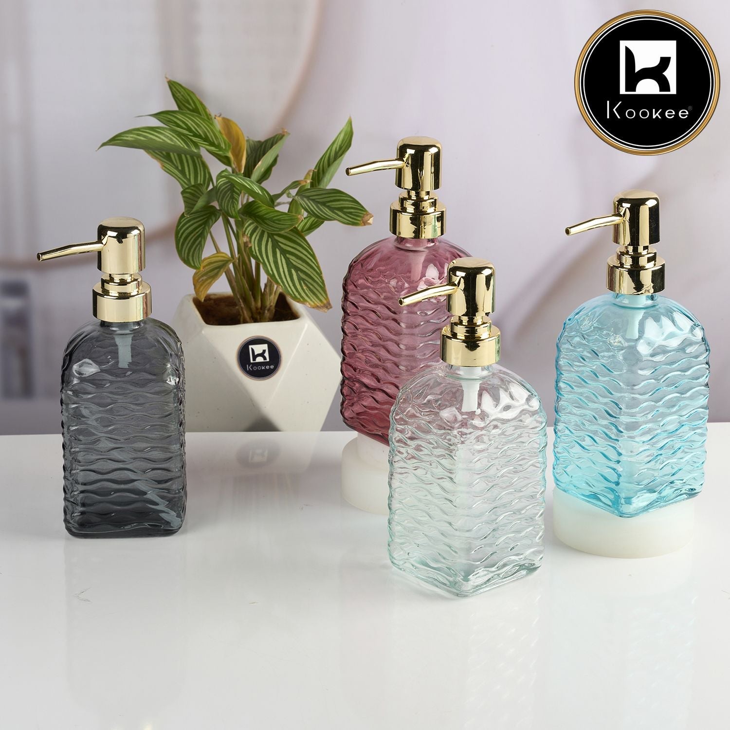 Glass Soap Dispenser for handwash, Blue (Set of 1) (11594)