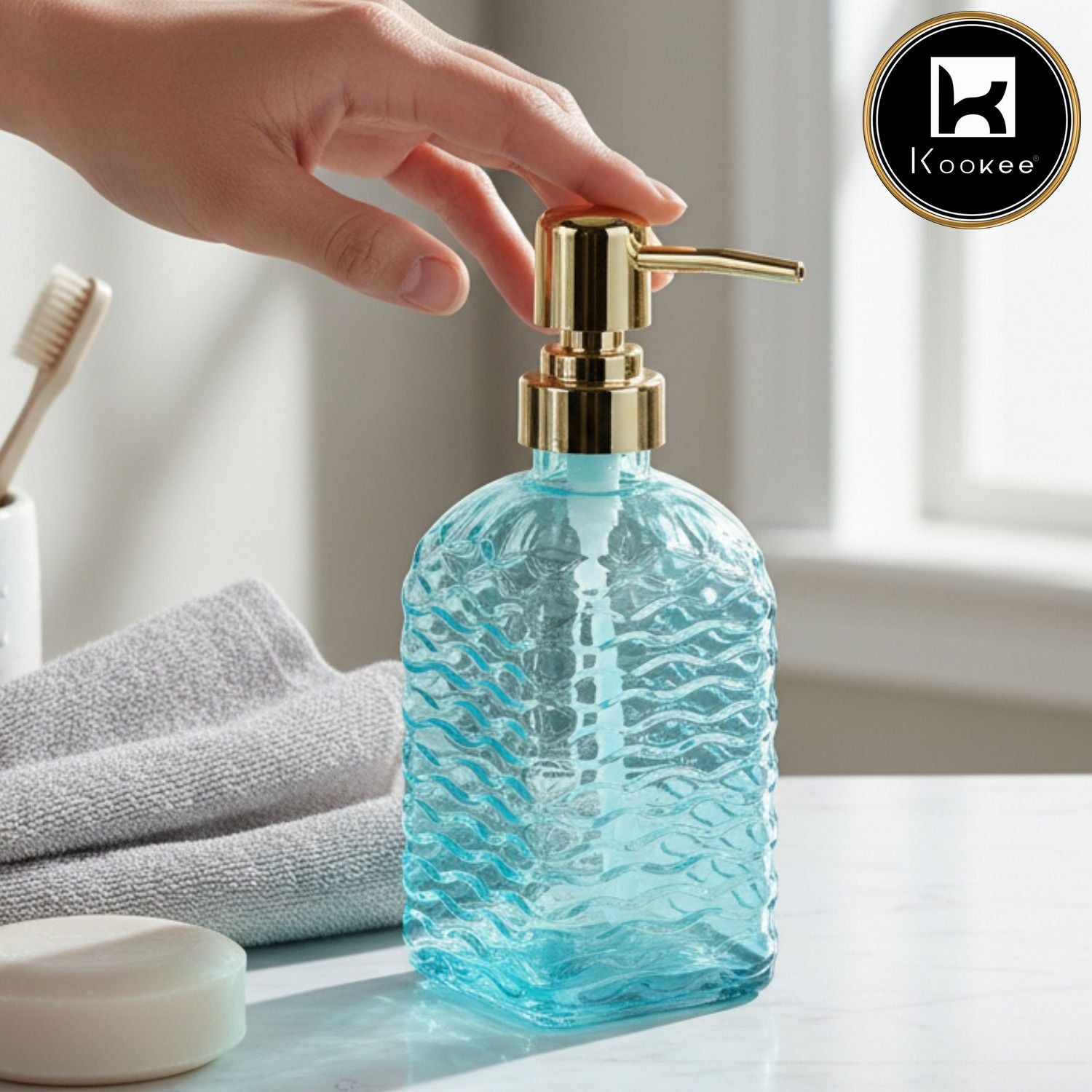 Kookee Glass Soap Dispensers, Blue, ART11594