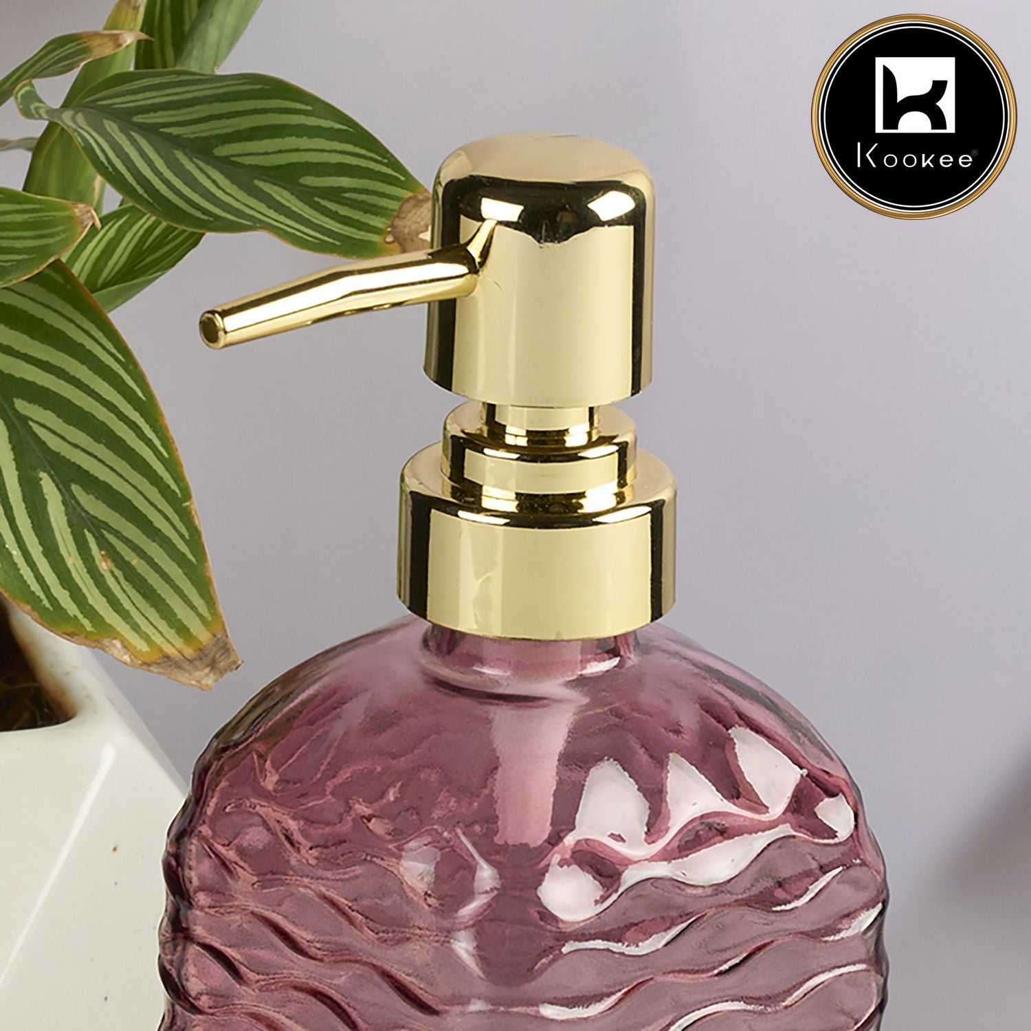 Glass Soap Dispenser for handwash, Pink (Set of 1) (11595)