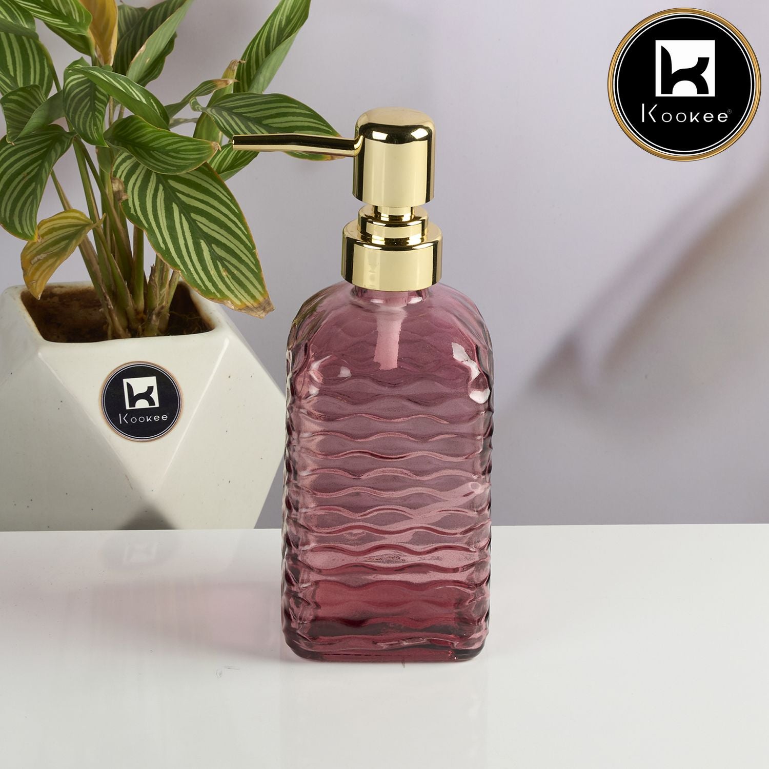 Kookee Glass Soap Dispensers, Pink, ART11595
