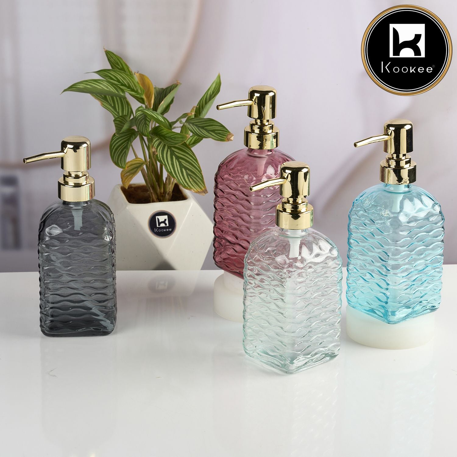 Kookee Glass Soap Dispensers, Pink, ART11595