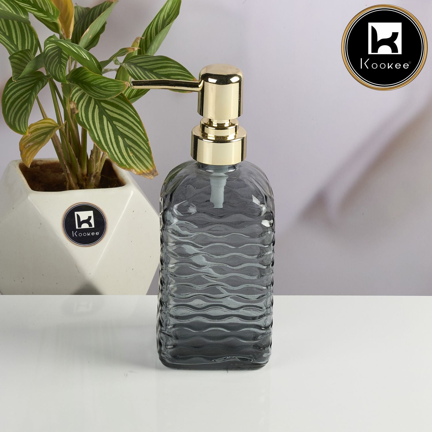 Kookee Glass Soap Dispensers, Grey, ART11596