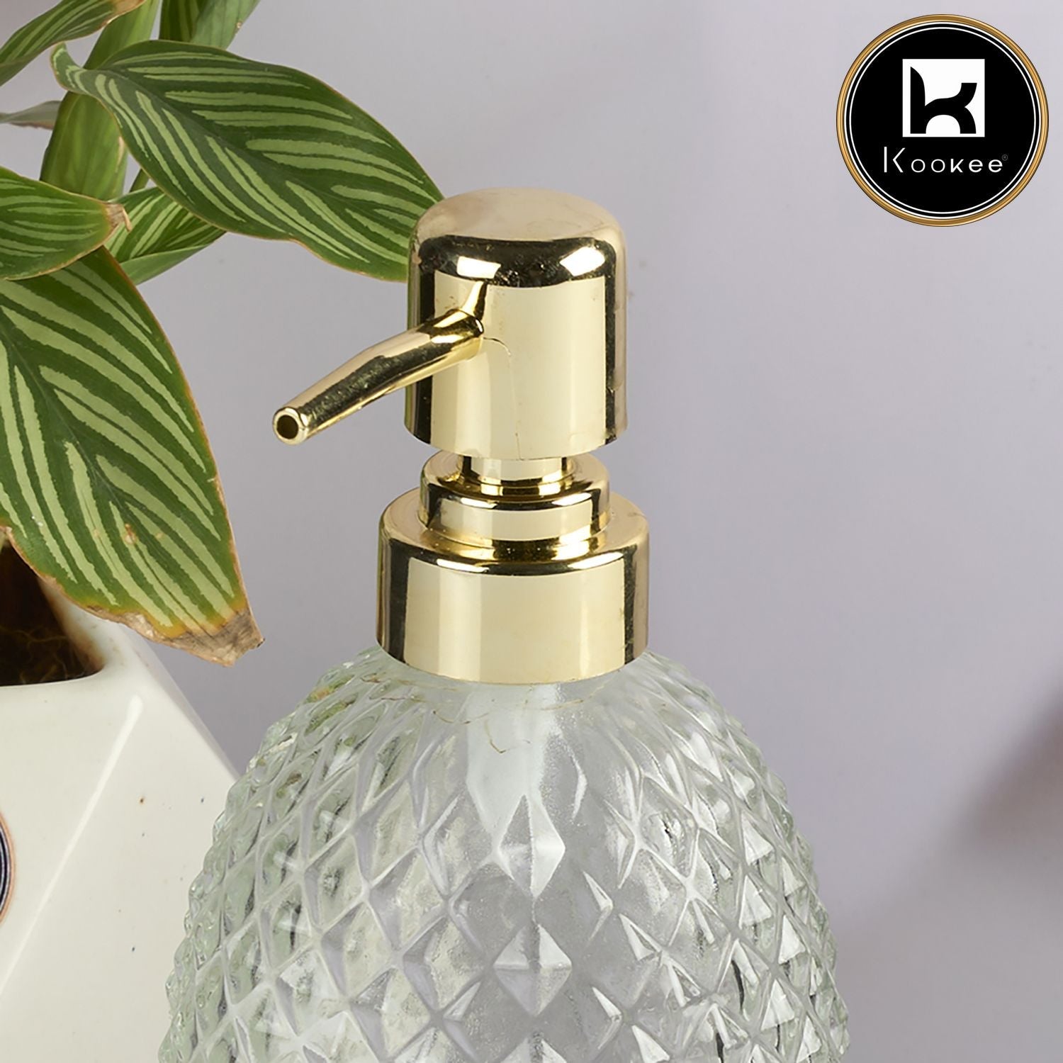 Glass Soap Dispenser for handwash for Bathroom, Transparent (Set of 1) (11597)