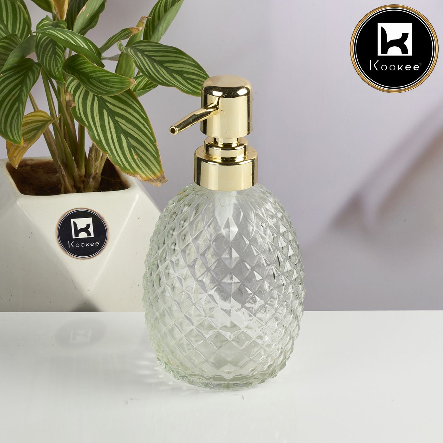 Glass Soap Dispenser for handwash for Bathroom, Transparent (V-GSD-001-2)