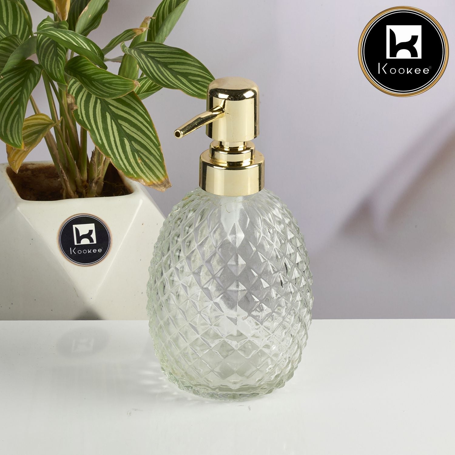 Glass Soap Dispenser for handwash for Bathroom, Transparent (Set of 1) (11597)