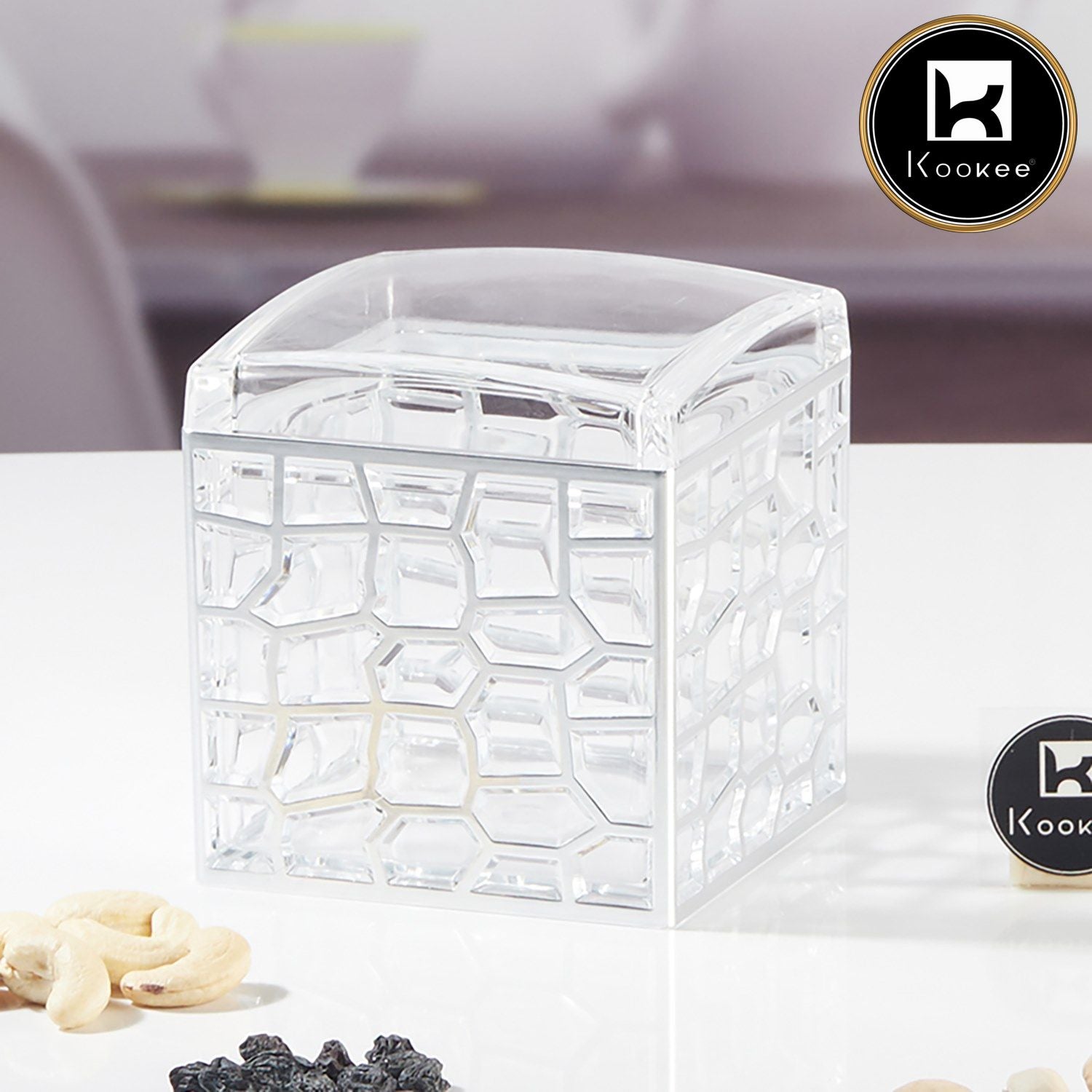 Acrylic Airtight Canister Jar & Container for Kitchen, Silver (Pack of 3) (11605)