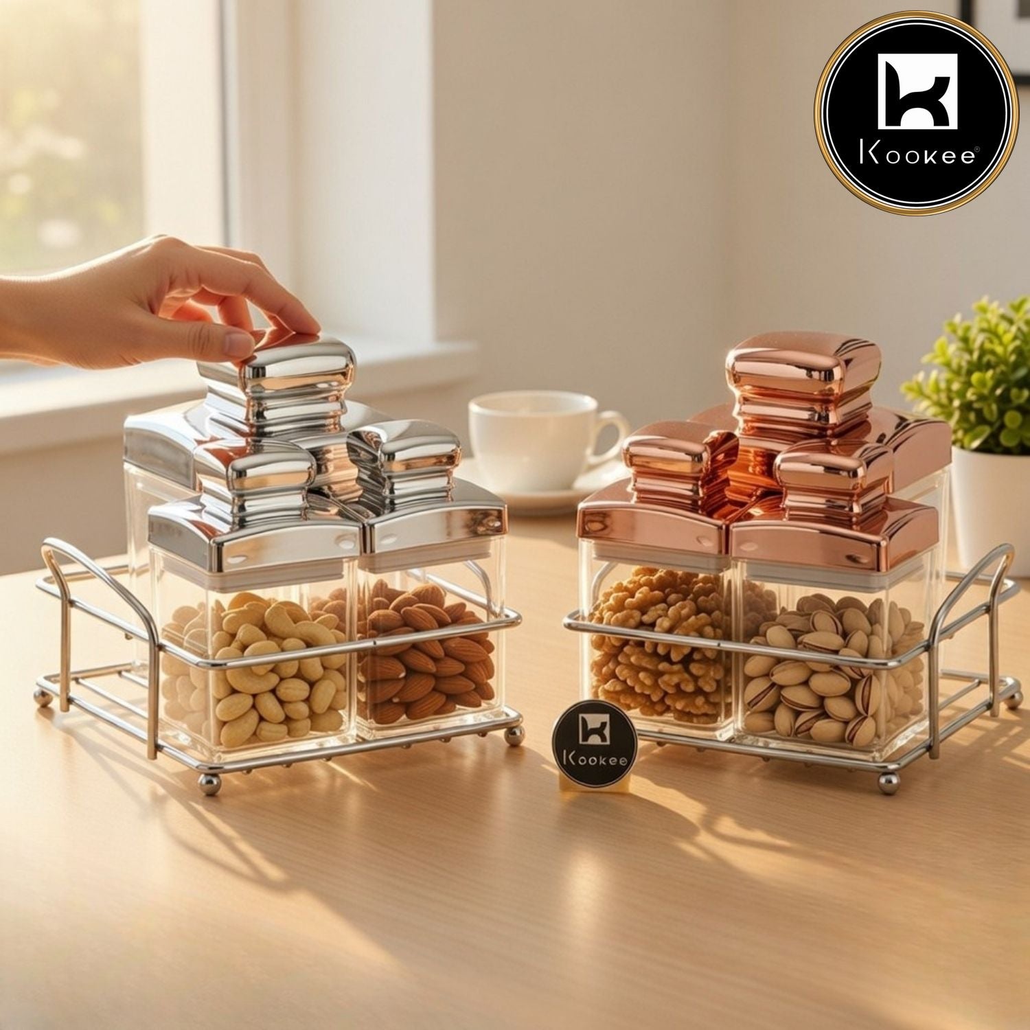 Kookee Acrylic Airtight Canister Jar & Container for Kitchen (Pack of 2) (11612)