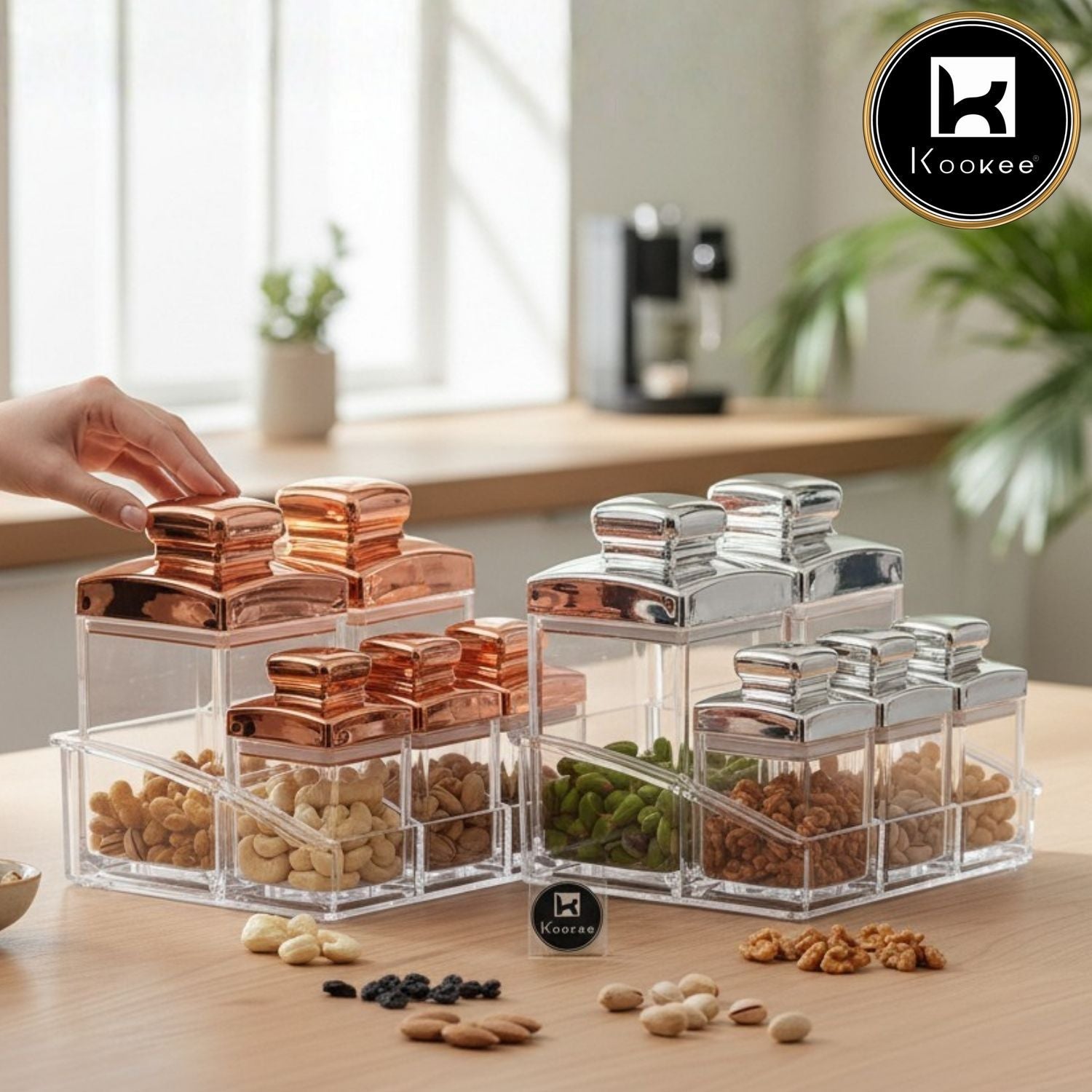 Kookee Acrylic Airtight Canister Jar & Container for Kitchen (Pack of 2) (11613)