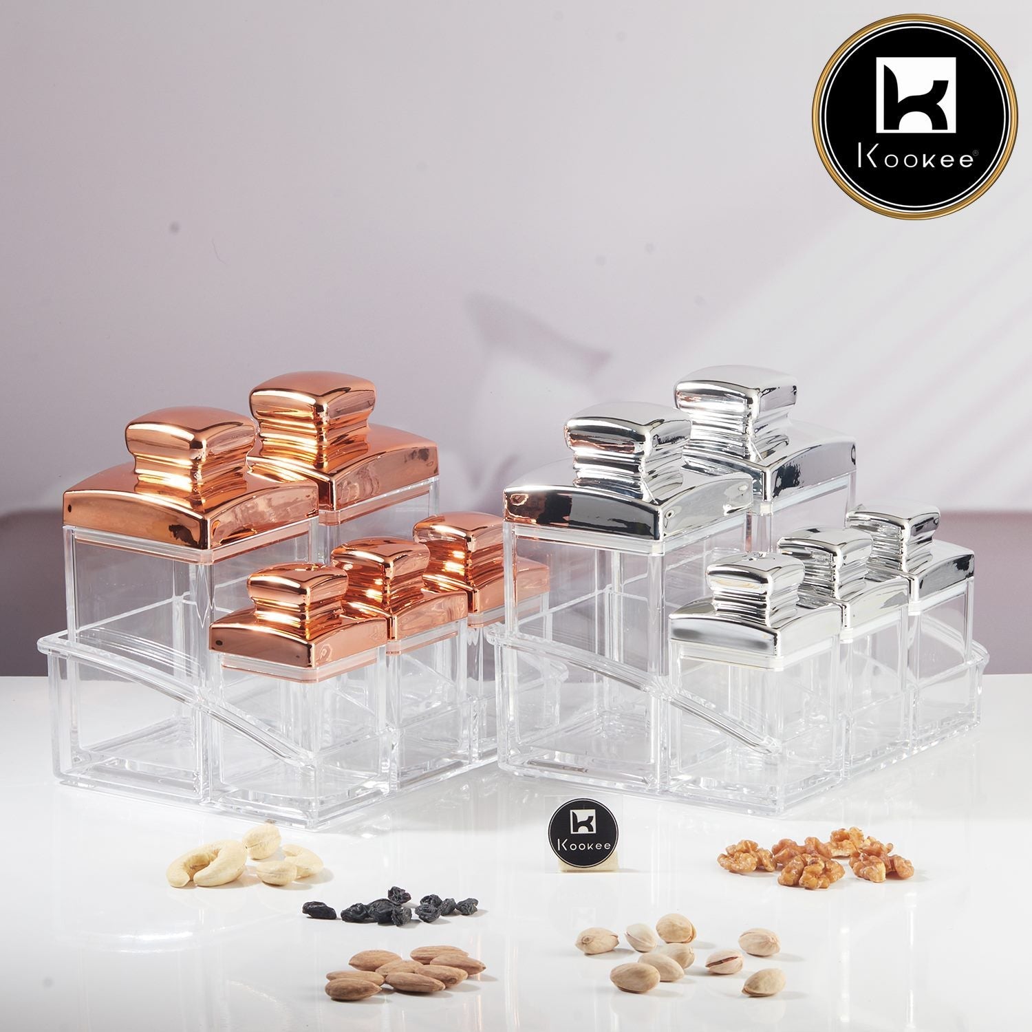 Kookee Acrylic Airtight Canister Jar & Container for Kitchen (Pack of 2) (11613)