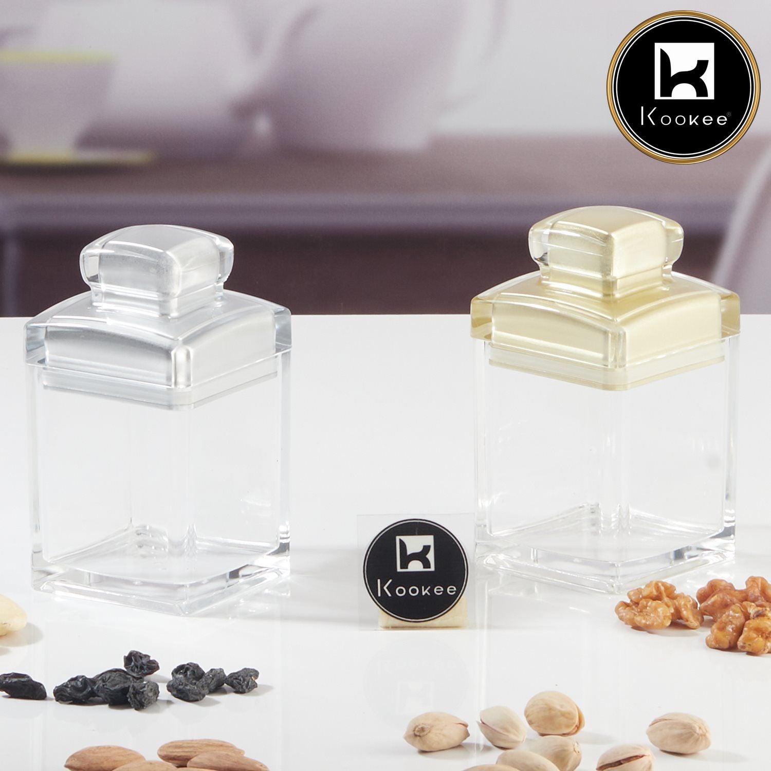 Kookee Acrylic Airtight Canister Jar & Container for Kitchen (Pack of 2) (11615)
