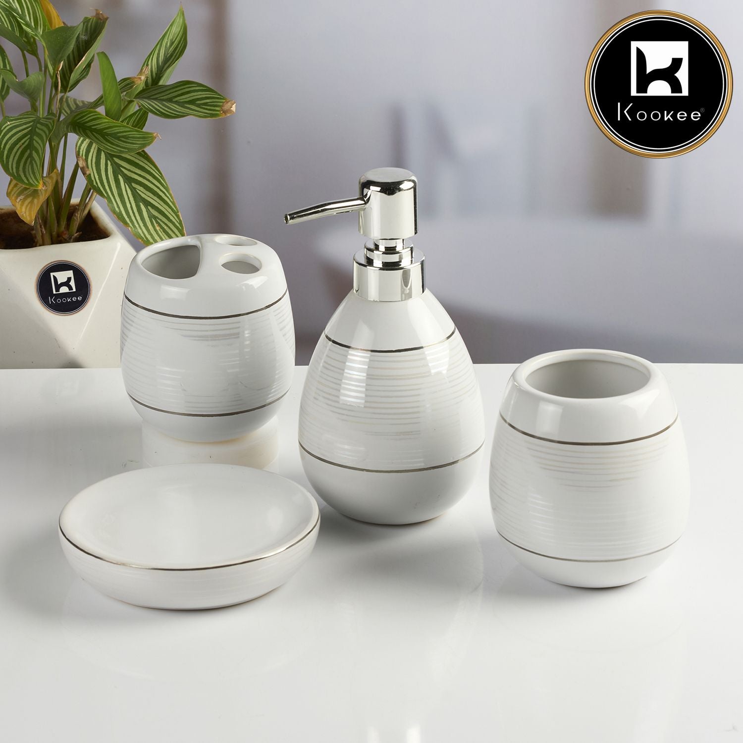 Kookee Ceramic Bathroom Sets, Grey, ART11627