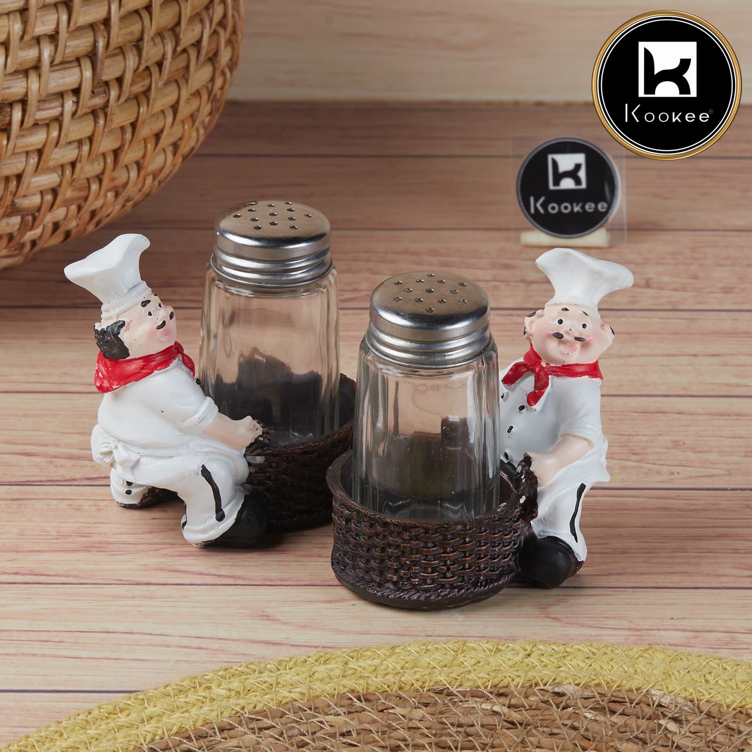Kookee Polyresin Chef Salt and Pepper Shakers Set holder, Set of 1 (11639)