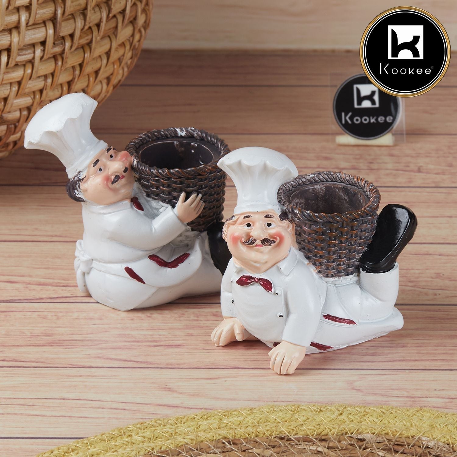 Kookee Polyresin Chef Toothpick holder tabletop, Set of 2 (11640)