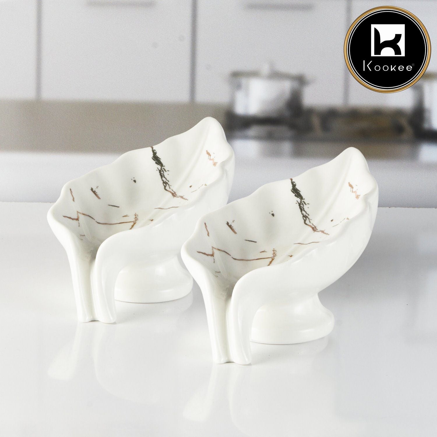 Kookee Ceramic Soap Holder Dish, Set of 1 Bathroom Accessories for Home, White (Set of 2) (11644)