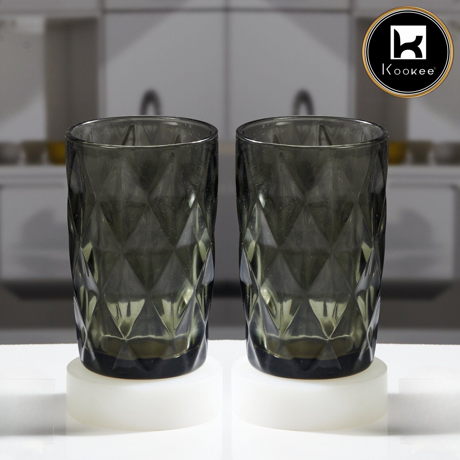 Kookee Water & Juice Glasses, Grey, ART11657