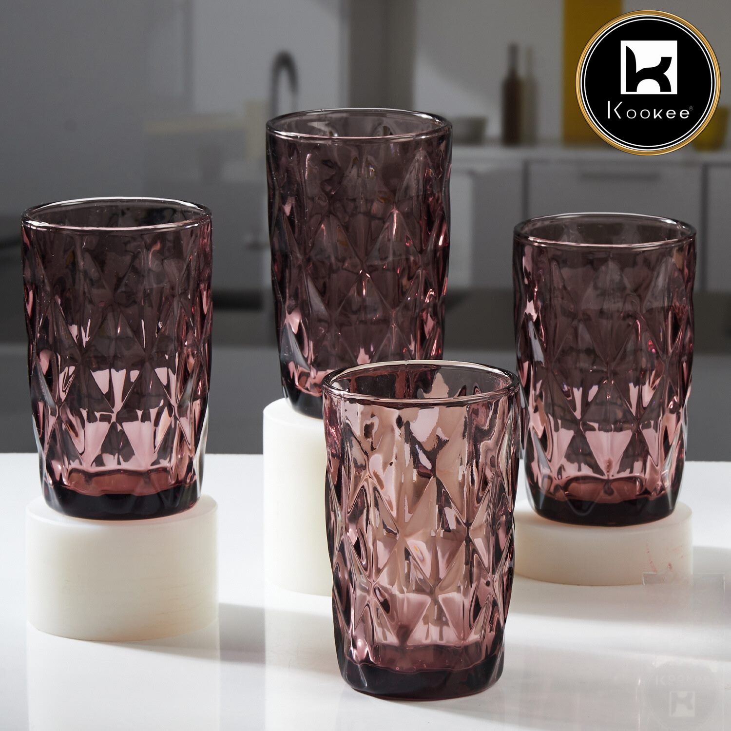 Kookee Water & Juice Glasses, Pink, ART11700