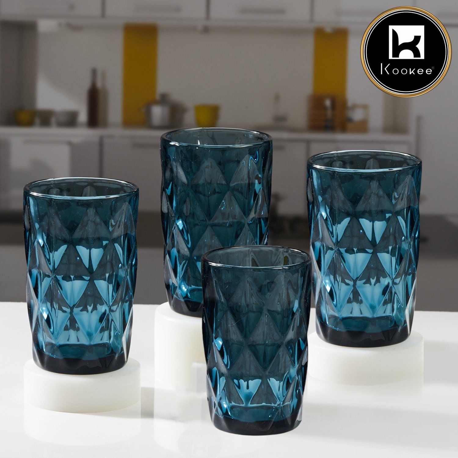 Kookee Water & Juice Glasses, Blue, ART11701
