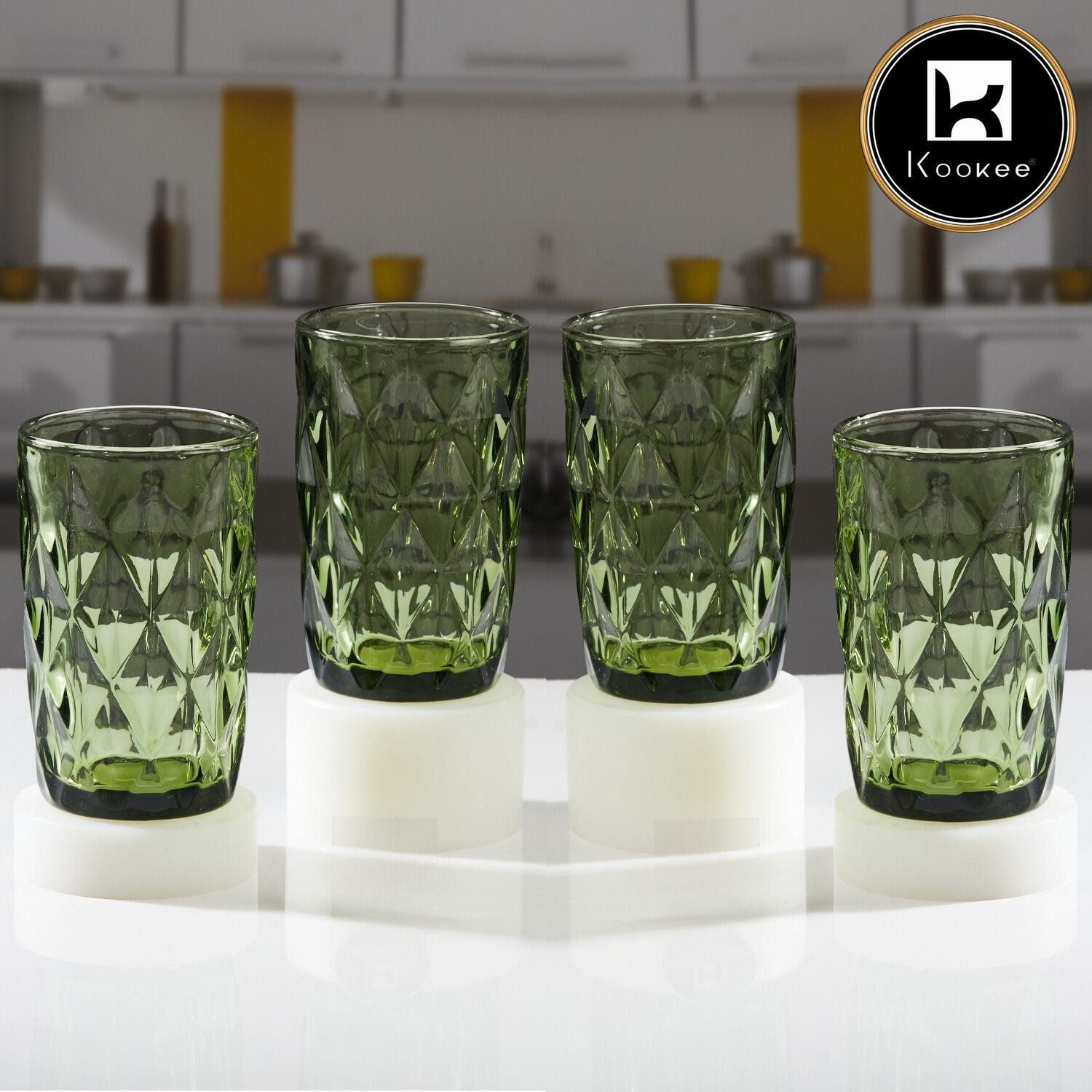 Kookee Water & Juice Glasses, Green, ART11702