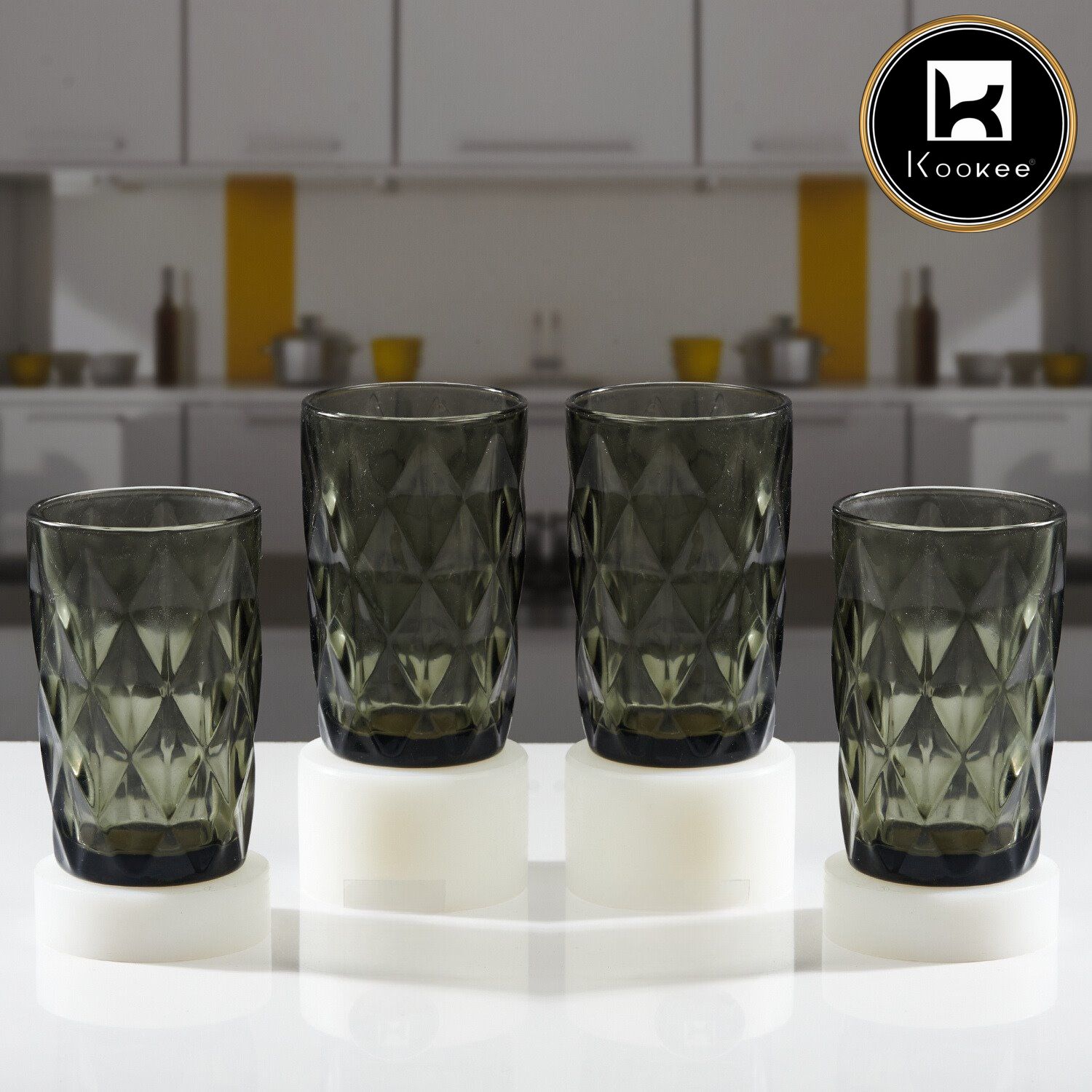 Kookee Water & Juice Glasses, Grey, ART11703
