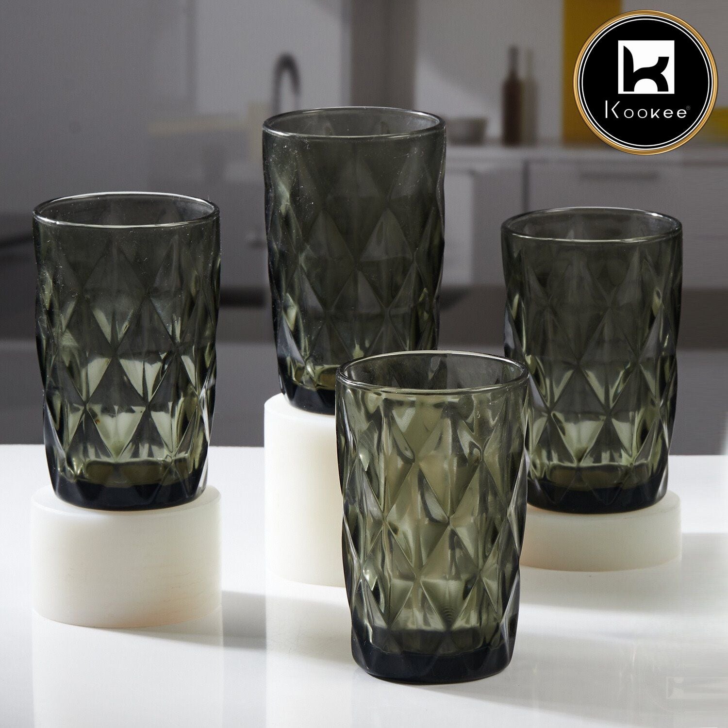 Kookee Water & Juice Glasses, Grey, ART11703