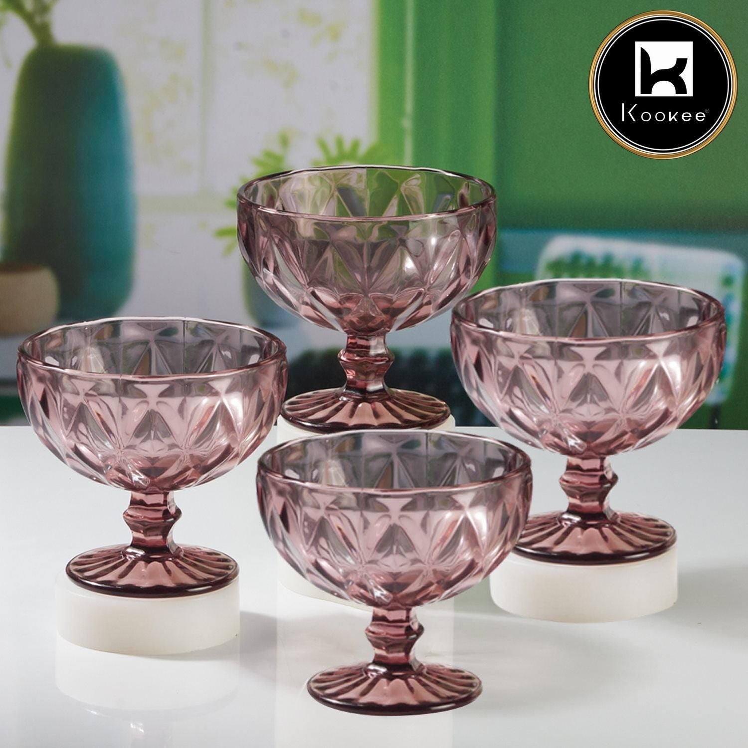 Kookee Crystal Glass Ice Cream Bowls (300 ml) (Set of 4) (11708)
