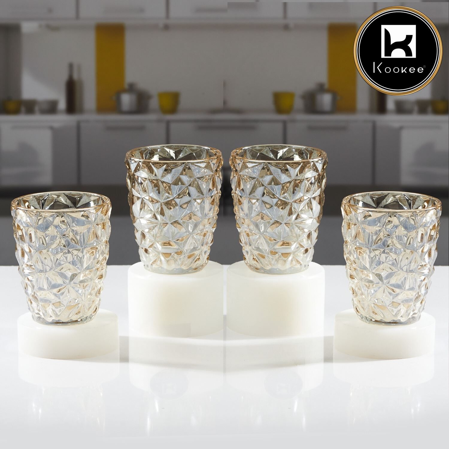 Kookee Water & Juice Glasses, Gold, ART11719