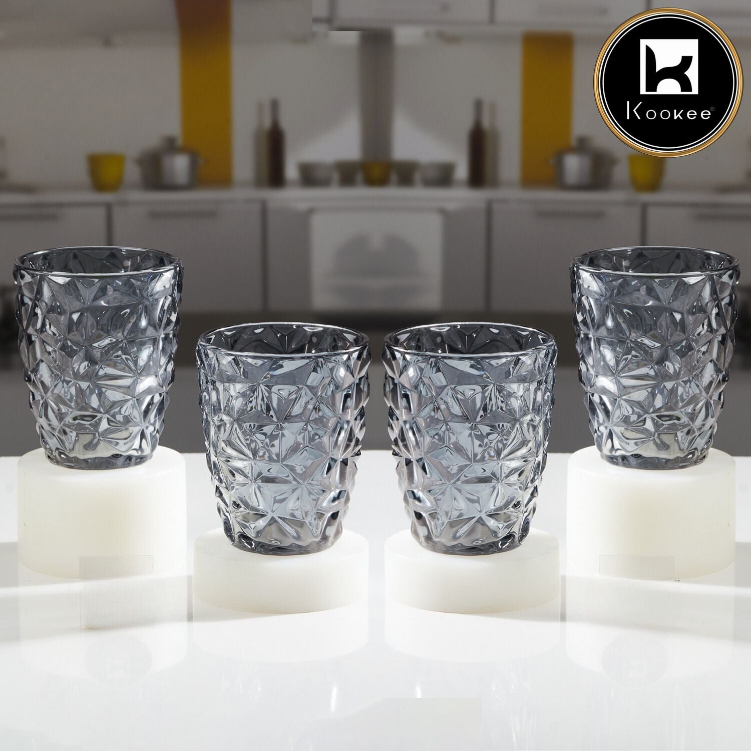 Kookee Water & Juice Glasses, Grey, ART11720