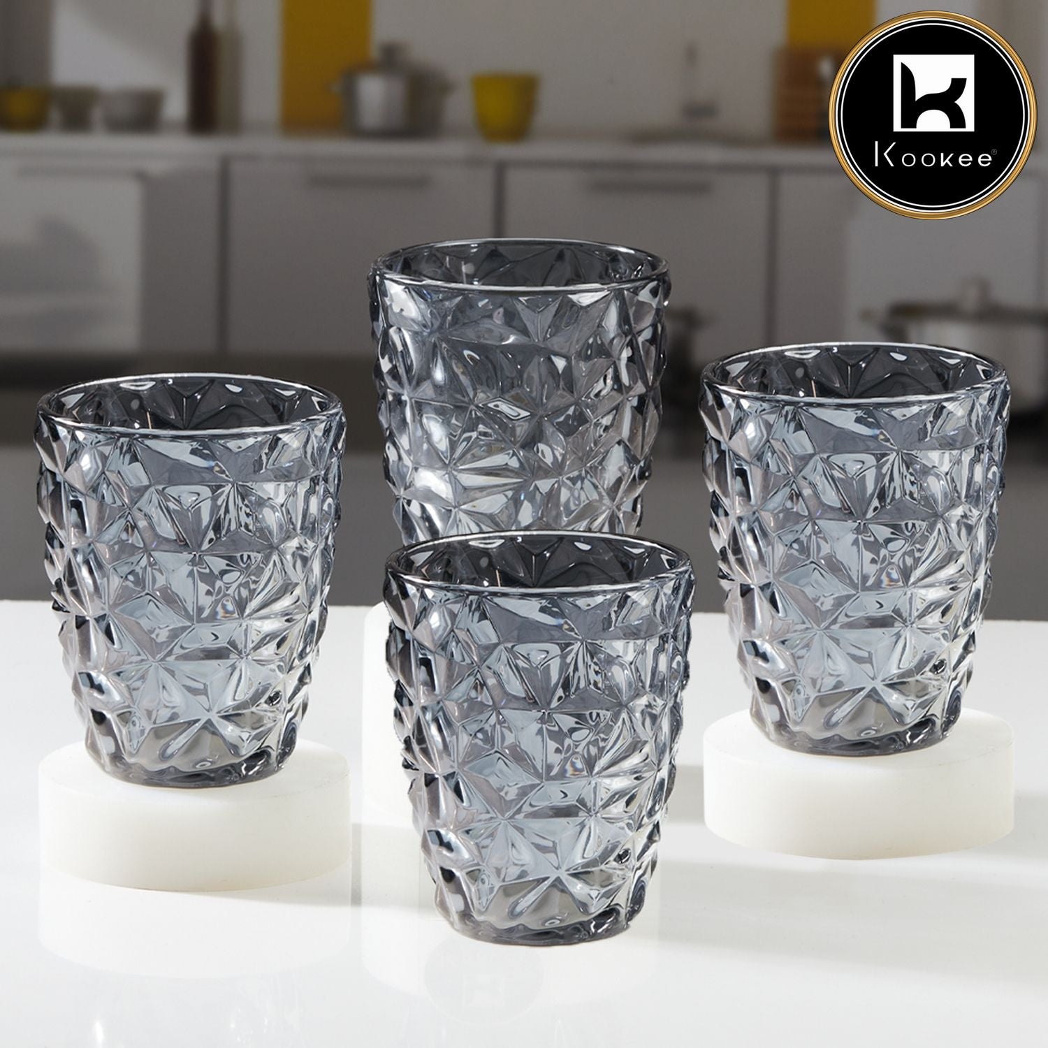 Kookee Water & Juice Glasses, Grey, ART11720