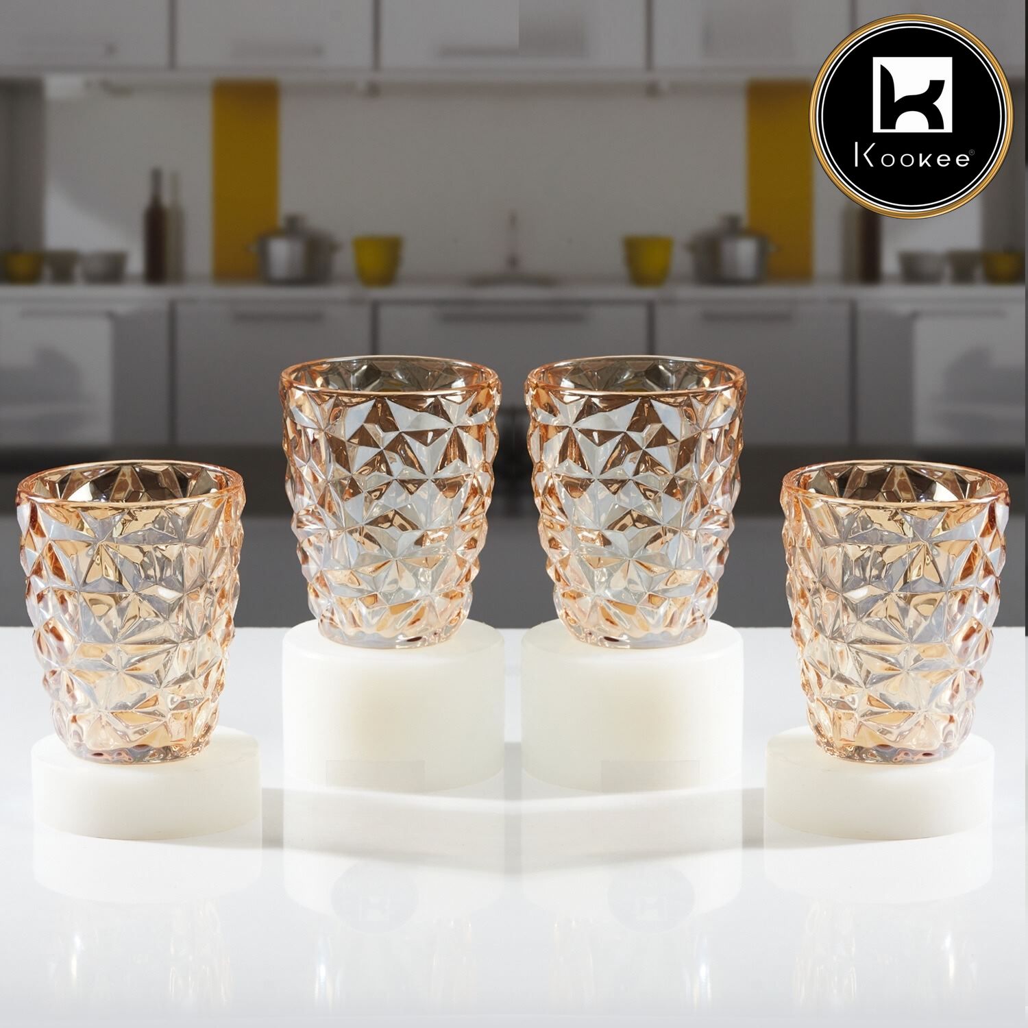 Kookee Water & Juice Glasses, Gold, ART11721