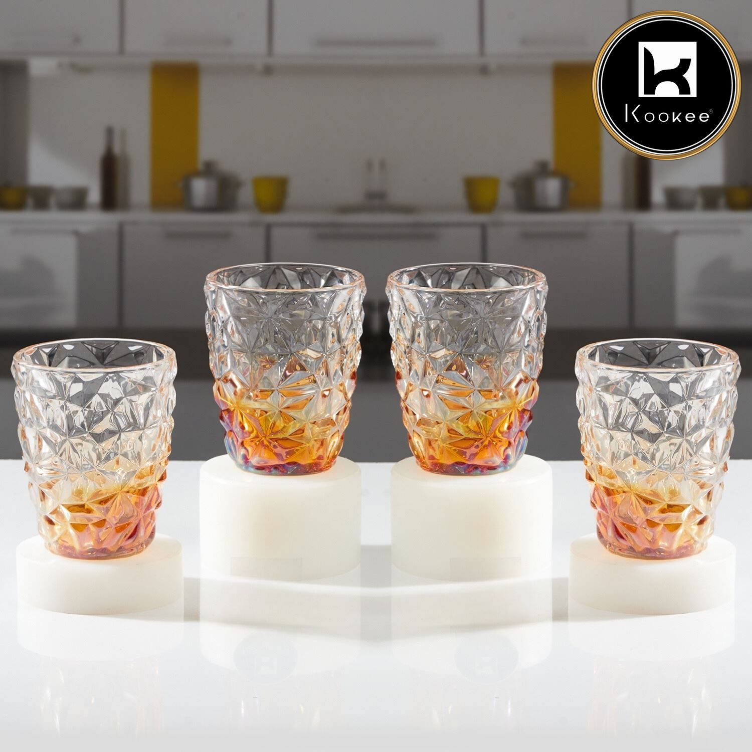 Kookee Water & Juice Glasses, Gold, ART11723