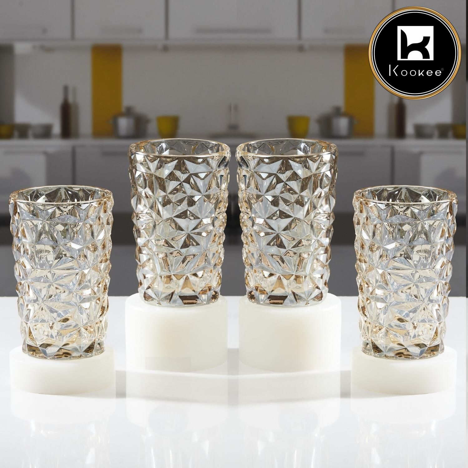 Kookee Water & Juice Glasses, Gold, ART11725