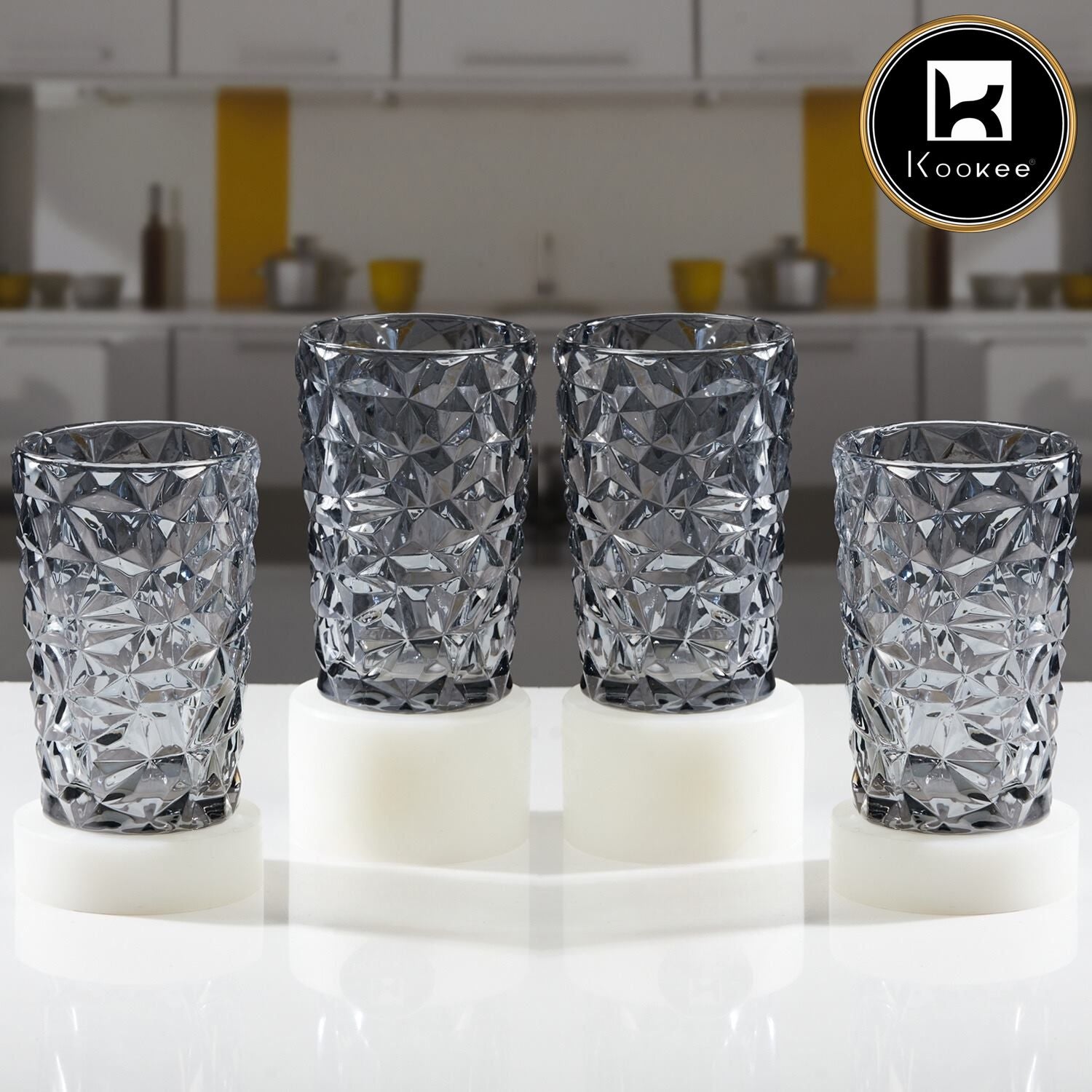 Kookee Water & Juice Glasses, Grey, ART11726