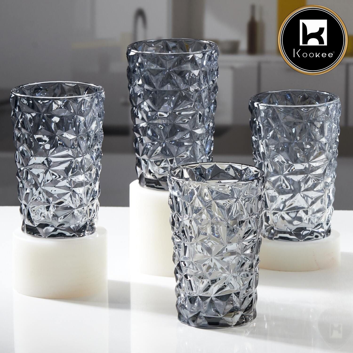 Kookee Water & Juice Glasses, Grey, ART11726