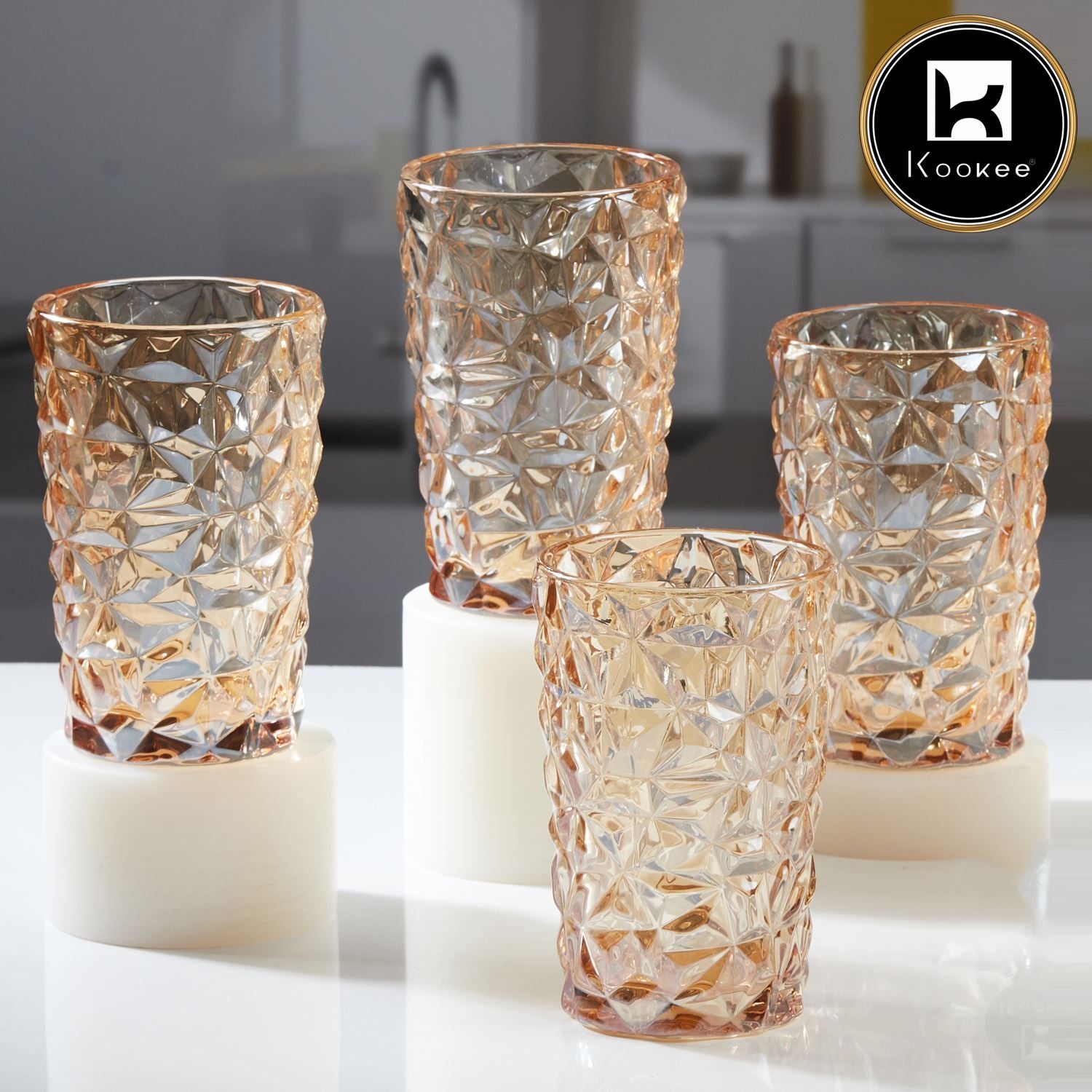 Kookee Water & Juice Glasses, Gold, ART11727