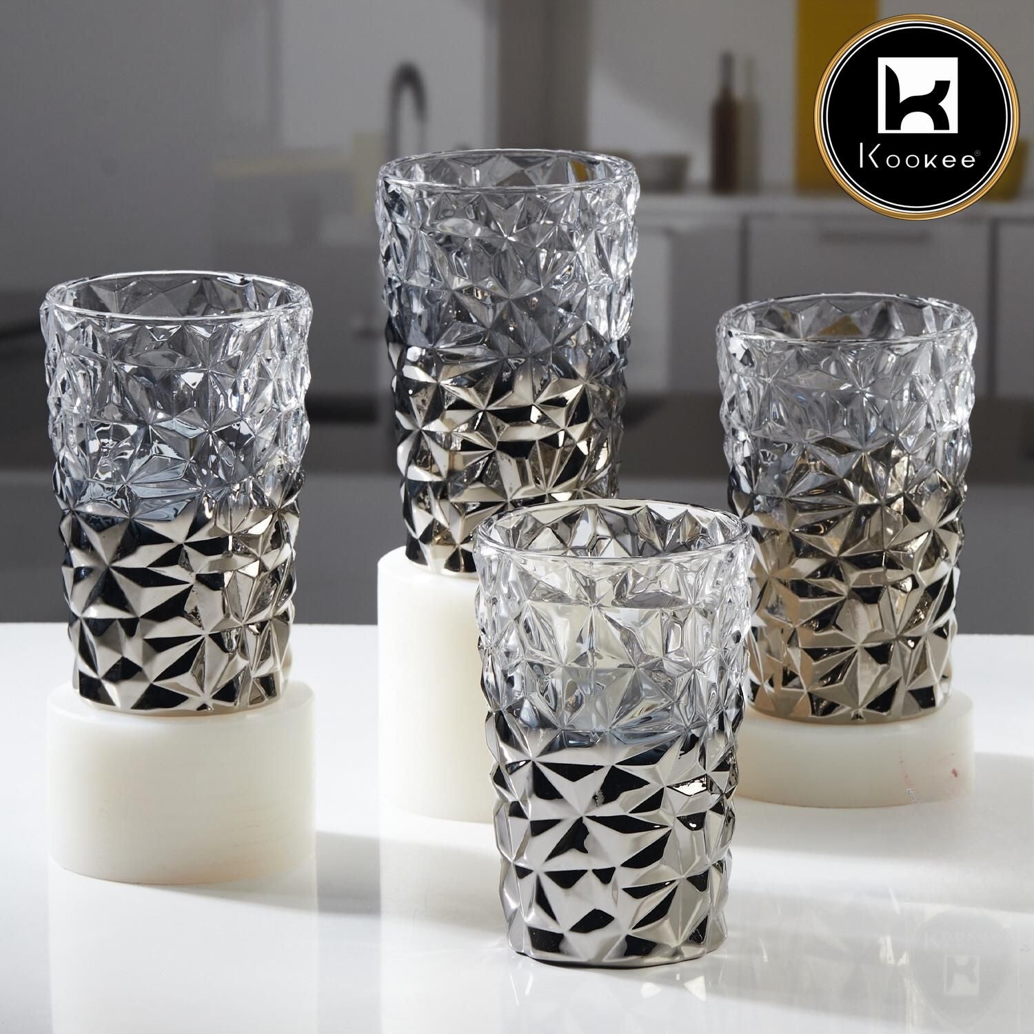 Kookee Water & Juice Glasses, Grey, ART11728