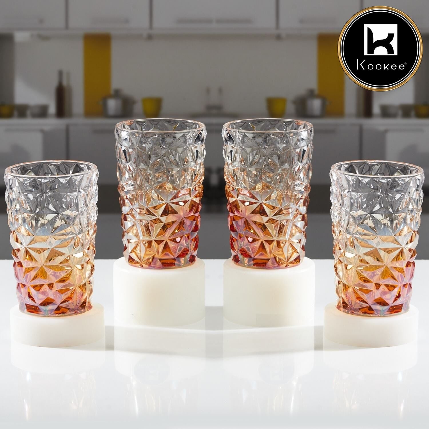 Kookee Water & Juice Glasses, Gold, ART11729