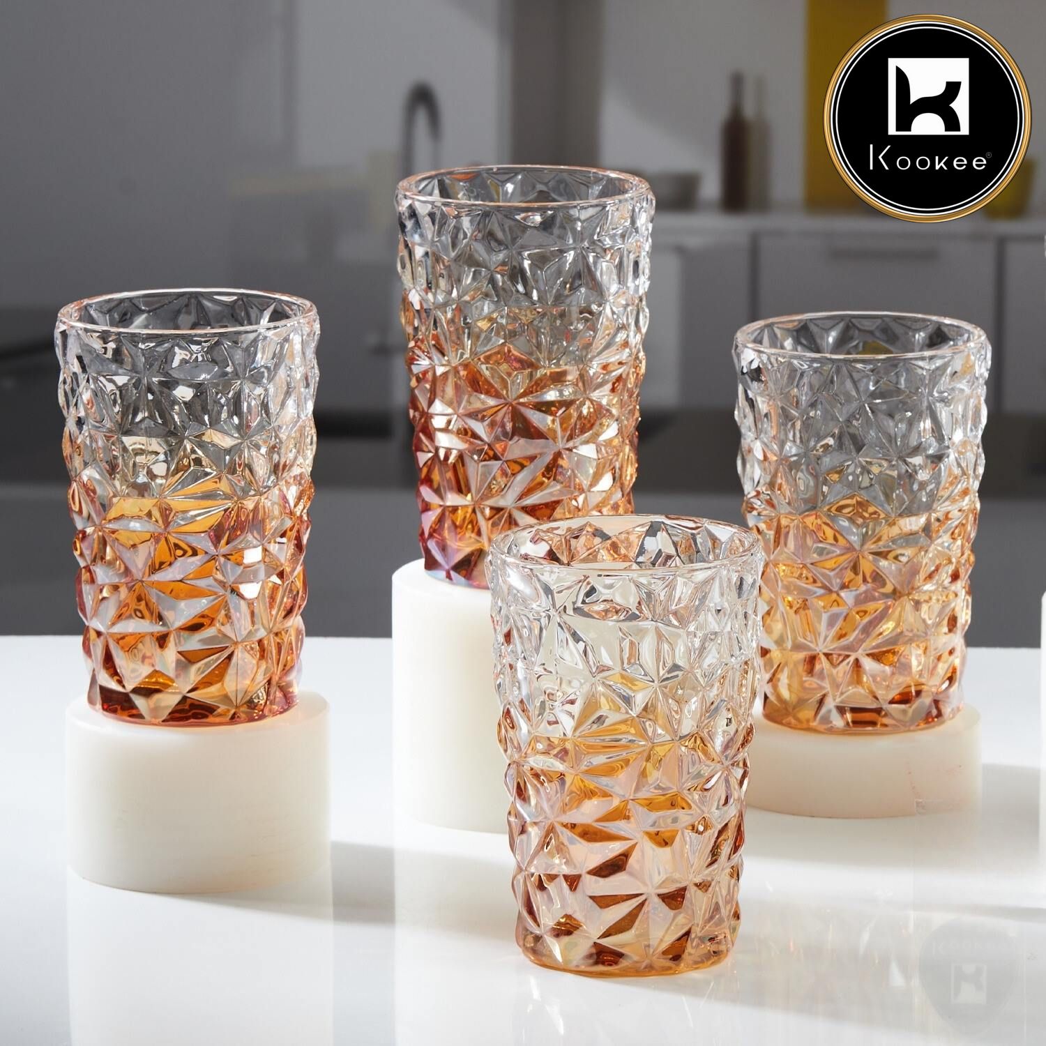 Kookee Water & Juice Glasses, Gold, ART11729