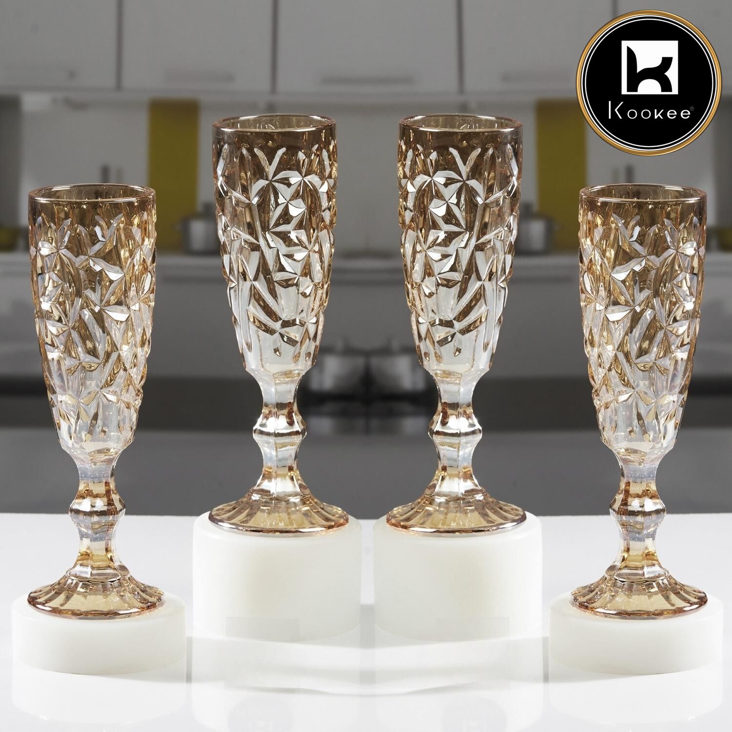 Kookee Wine Glasses, Gold, ART11731