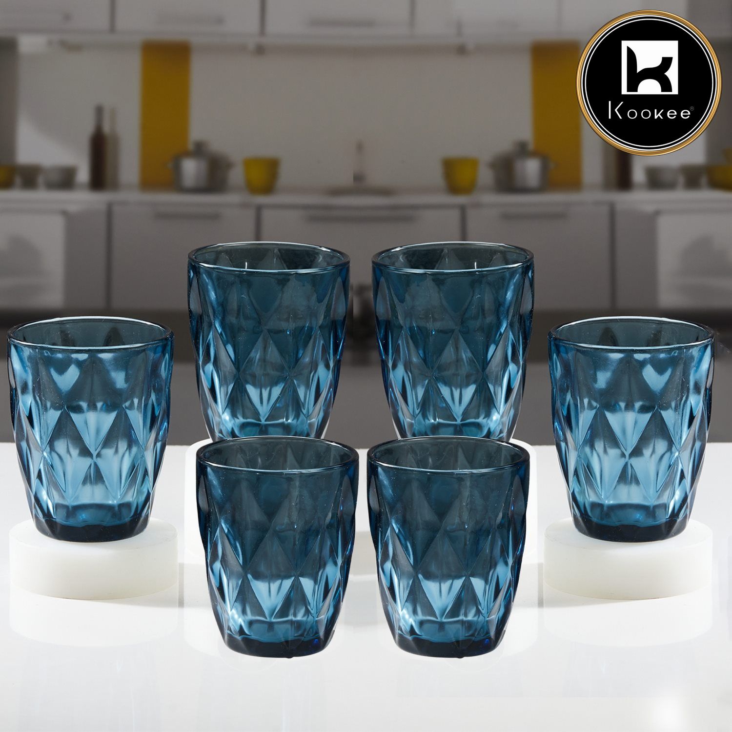 Kookee Water & Juice Glasses, Blue, ART11743