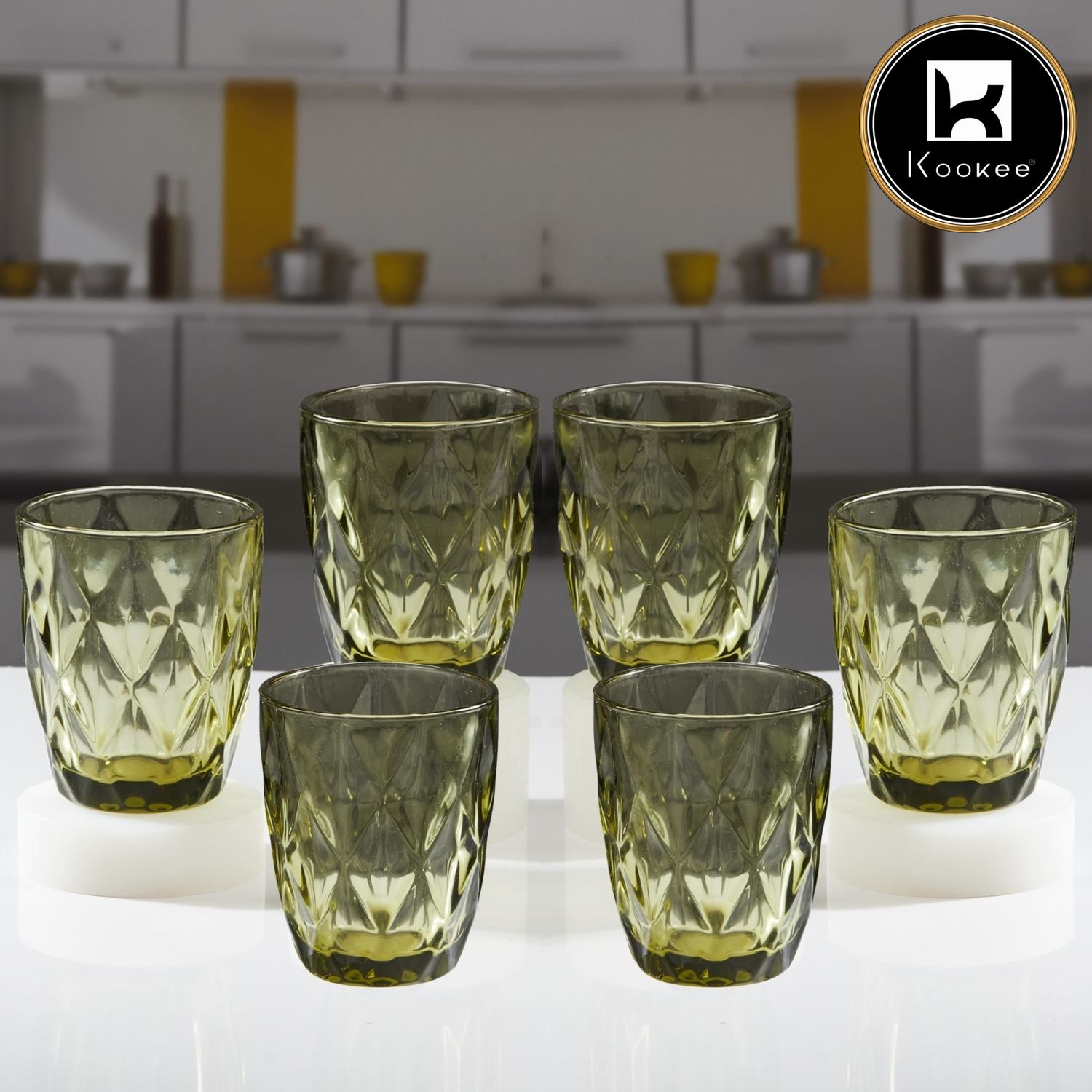 Kookee Water & Juice Glasses, Green, ART11744