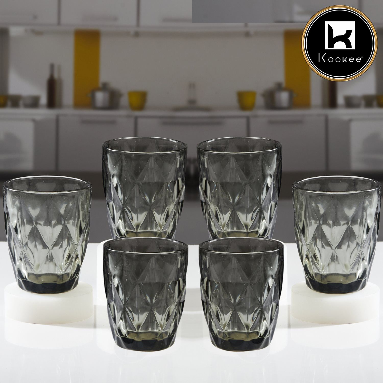 Kookee Water & Juice Glasses, Grey, ART11745
