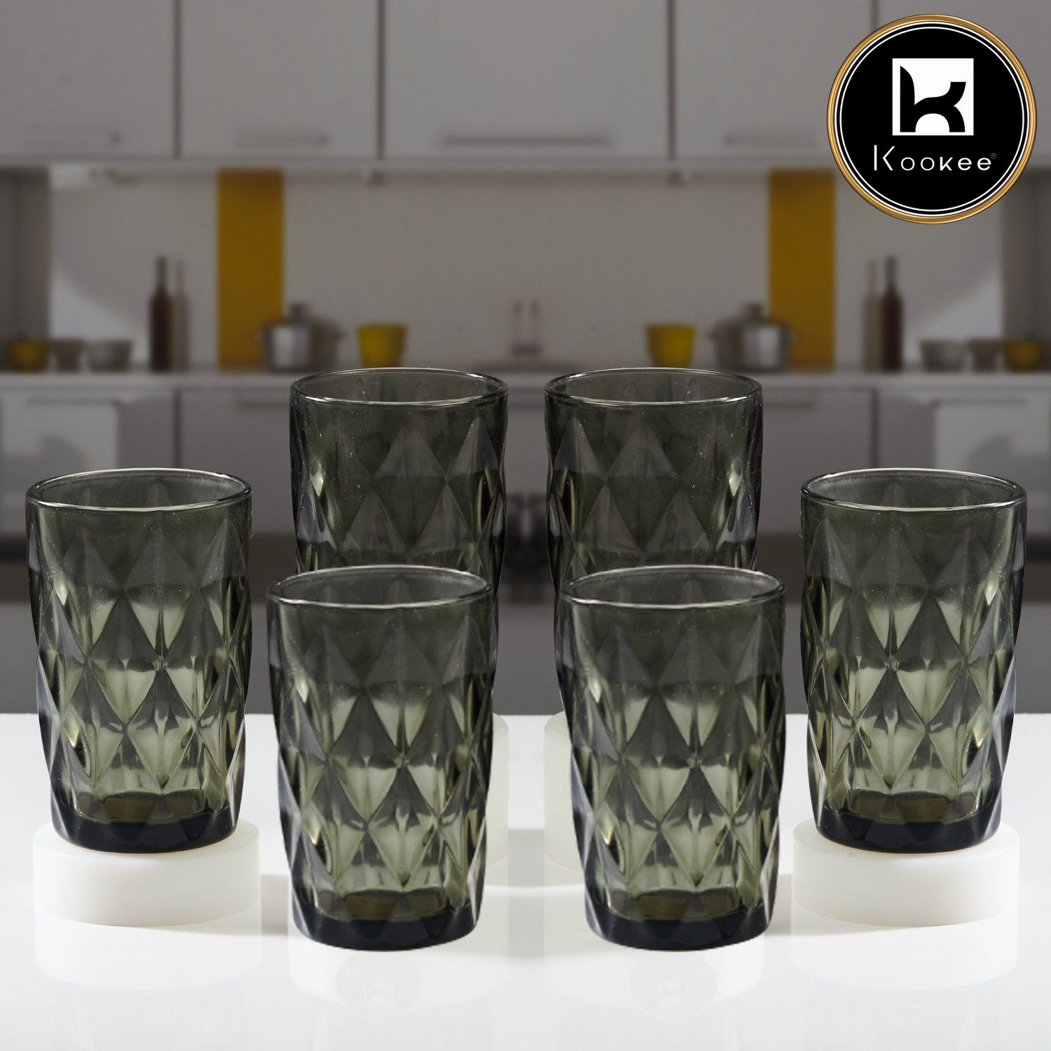 Kookee Water & Juice Glasses, Grey, ART11749