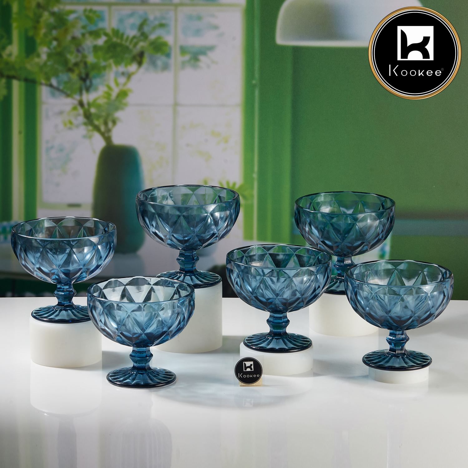 Kookee Crystal Glass Ice Cream Bowls (300 ml) (Set of 6) (11755)