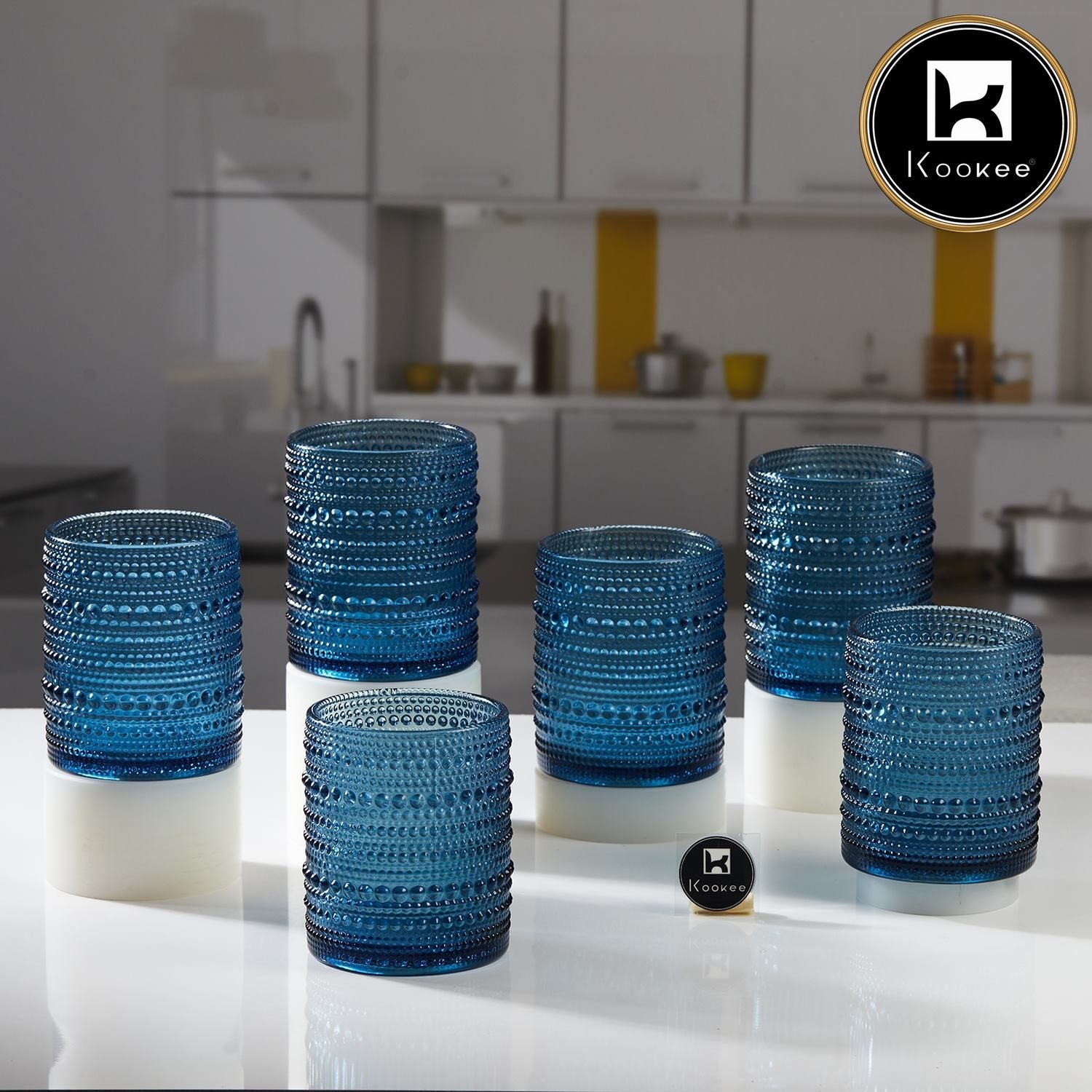 Kookee Jupiter Vintage Hobnail Old Fashioned Bubble Glasses (Set of 6) (11758)